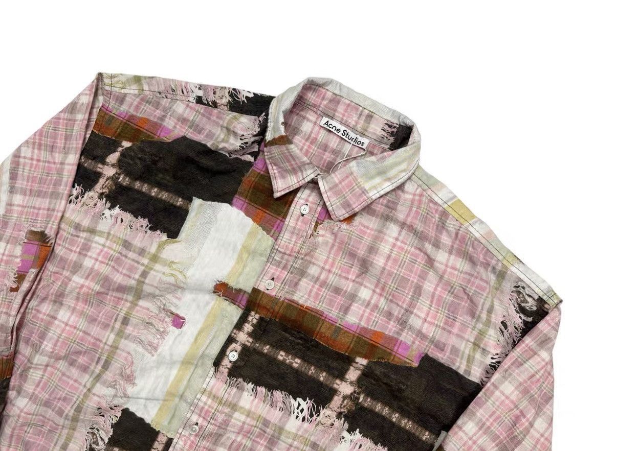 Acne Studios Pink Patchwork Long Sleeve Button-Up Shirt Size US M / EU 48-50 / 2 - 3 Thumbnail