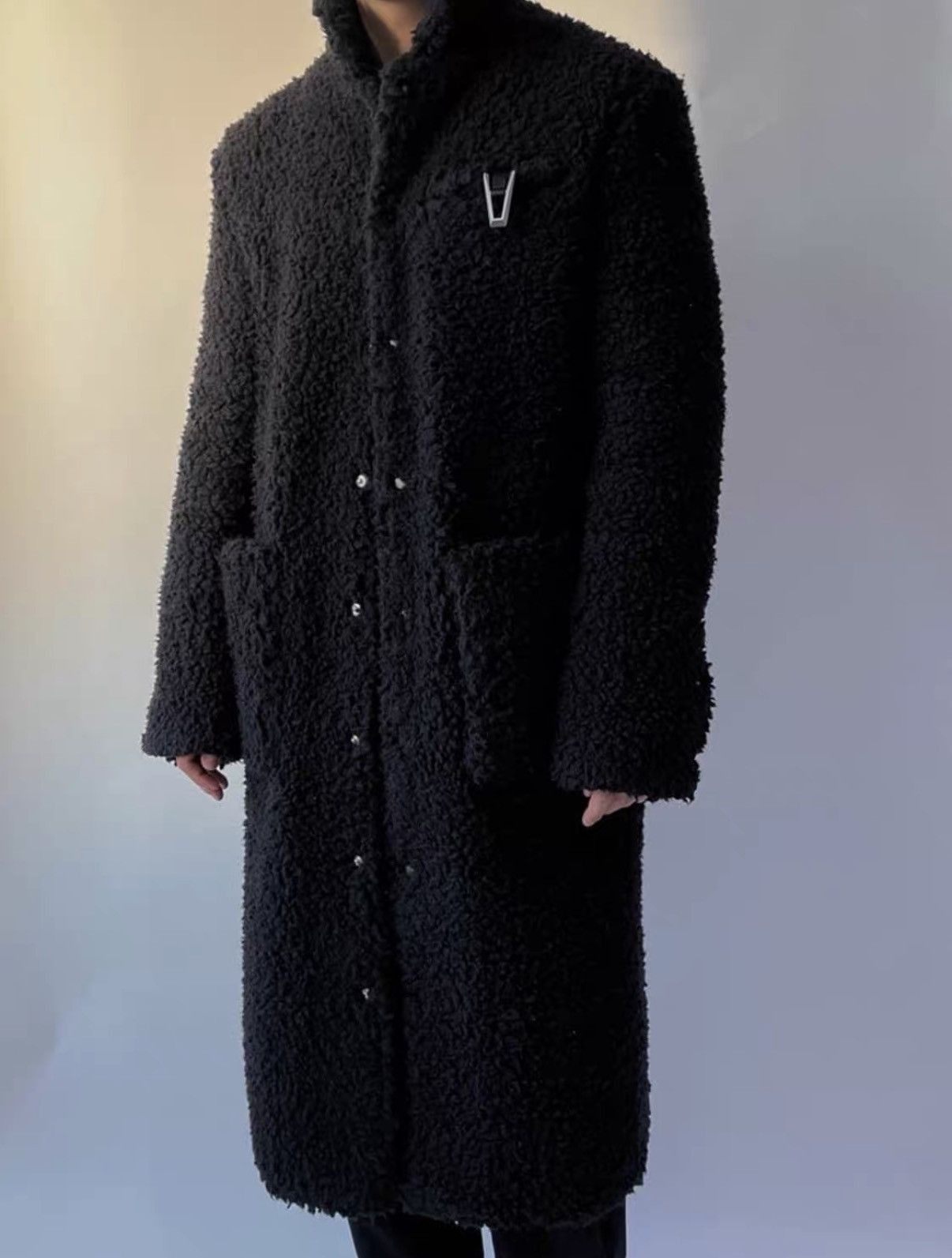 1017 ALYX 9SM Black Longline Textured Fleece Coat Size US M / EU 48-50 / 2 - 6 Thumbnail