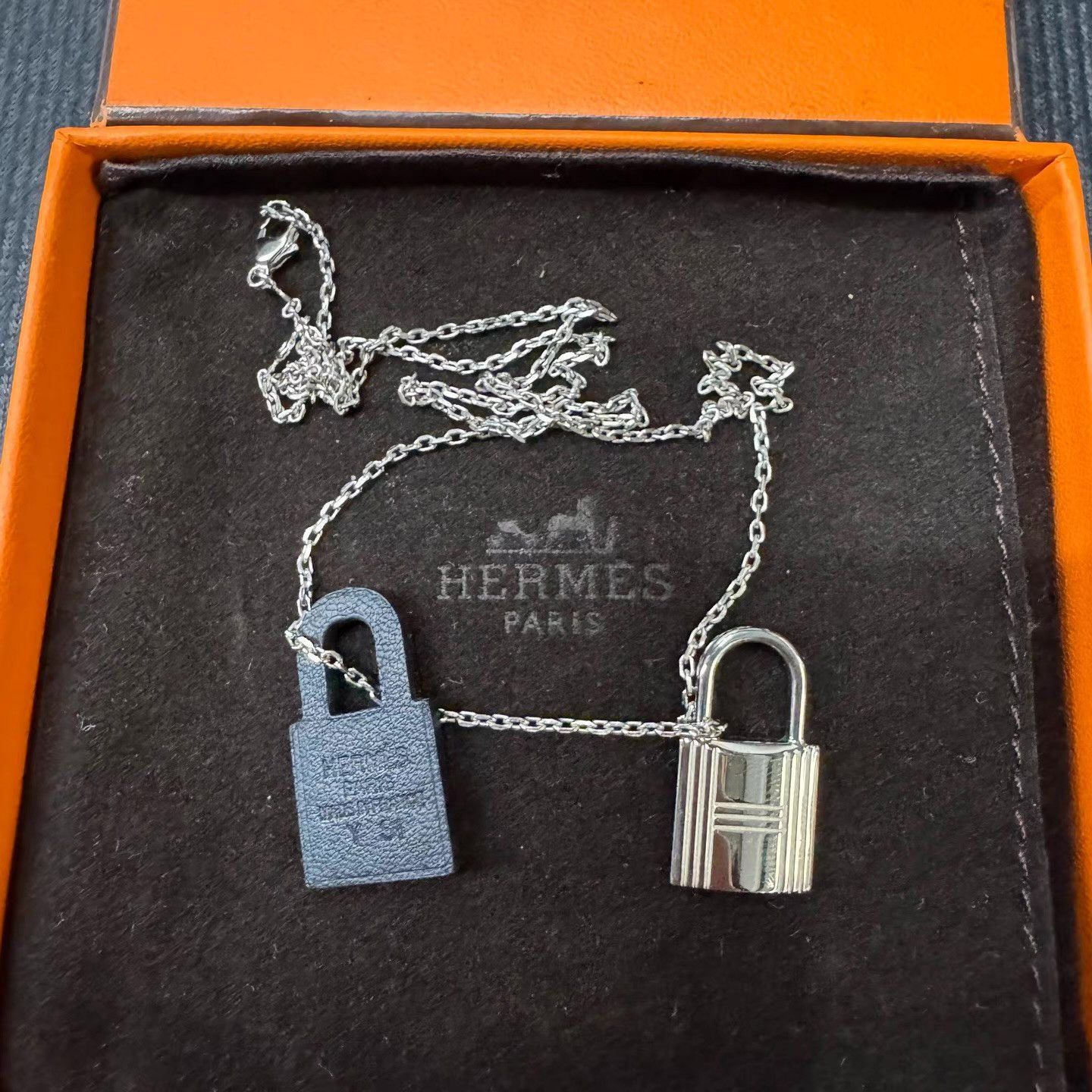 Hermes Silver Lock Pendant Necklace Size ONE SIZE - 2 Thumbnail