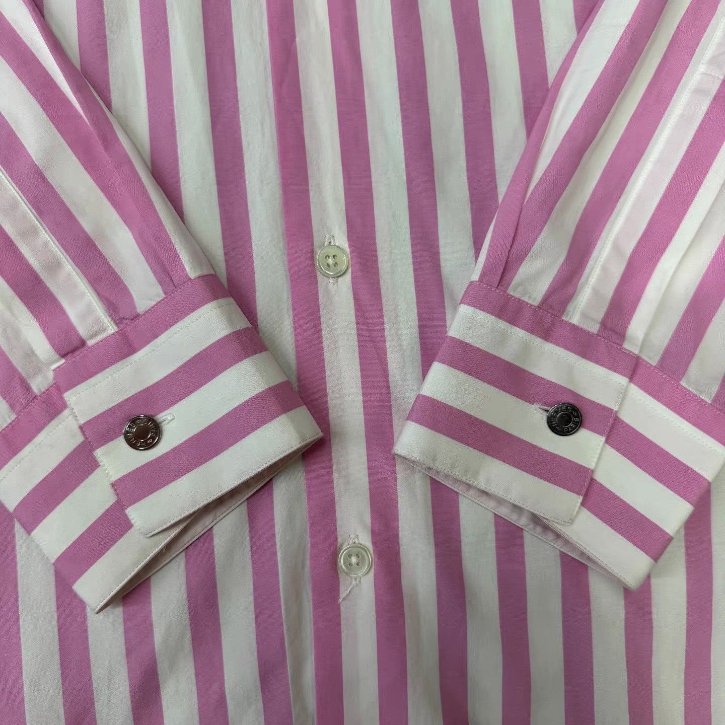 Hermes Pink and White Striped Long Sleeve Button-Up Shirt Size US L / EU 52-54 / 3 - 2 Thumbnail