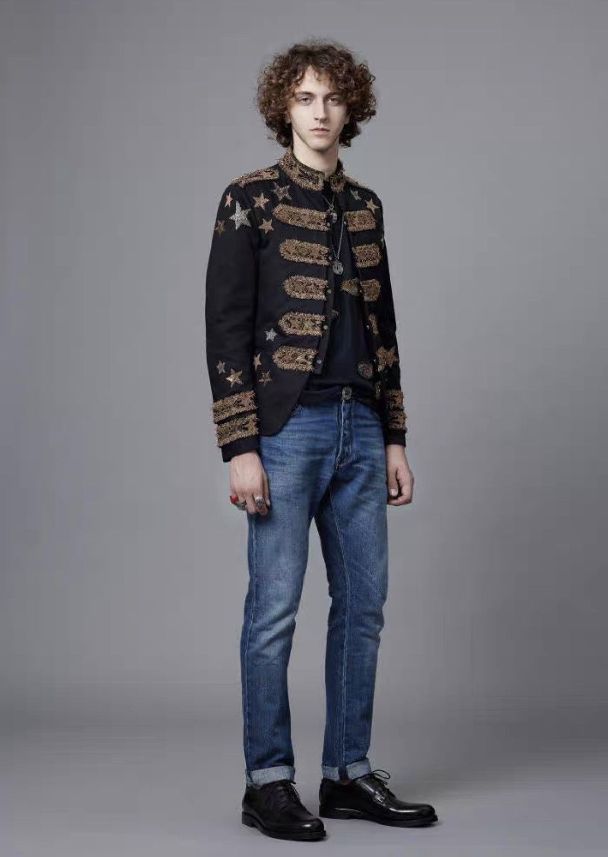 Valentino Black Embroidered Star Light Jacket Size US M / EU 48-50 / 2 - 7 Thumbnail