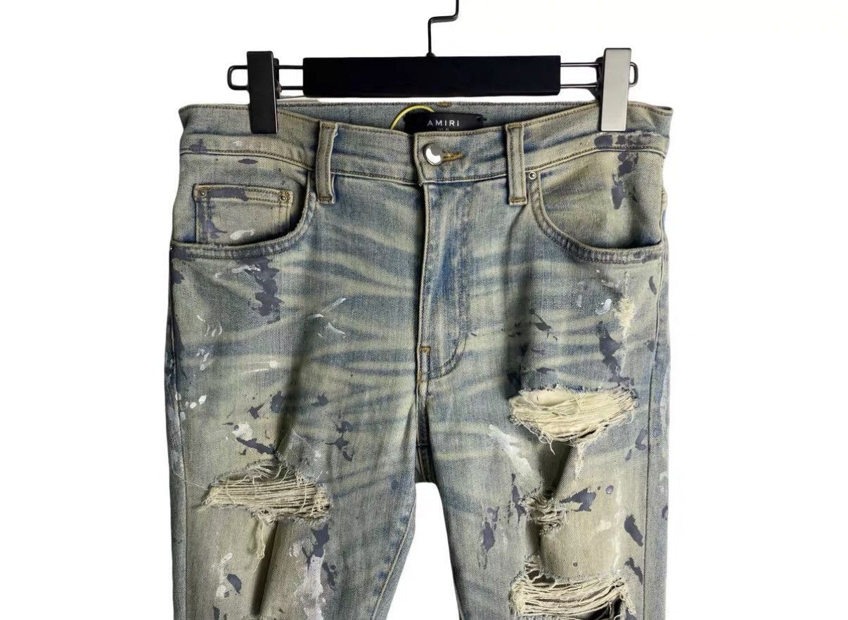 Amiri Blue Distressed Paint Splatter Denim Jeans Size 30 Size US 30 / EU 46 - 3 Thumbnail
