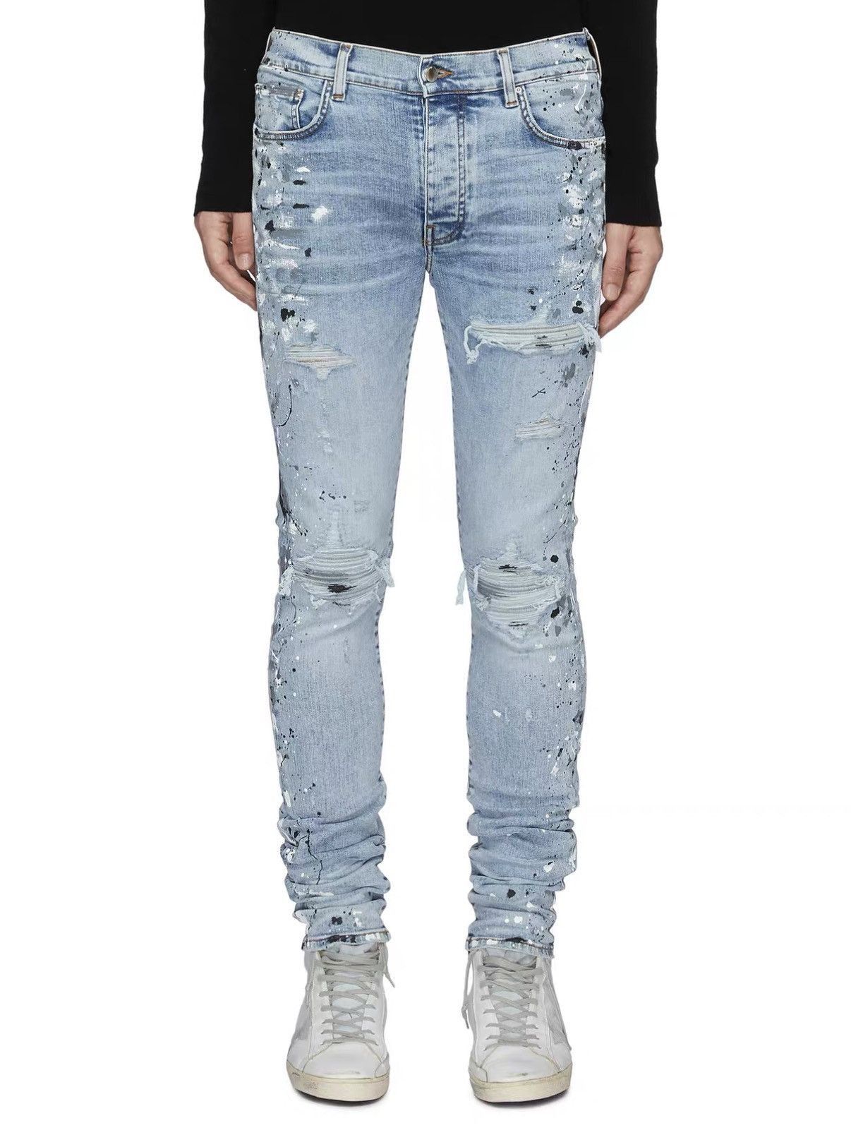 Amiri Blue Distressed Paint Splatter Denim Jeans Size 30 Size US 30 / EU 46 - 8 Thumbnail