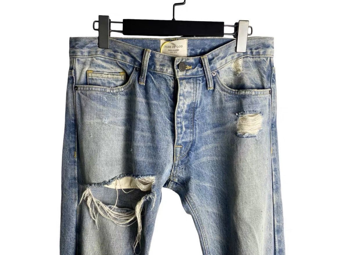 Fear of God Blue Distressed Denim Jeans Size US 30 / EU 46 - 3 Thumbnail