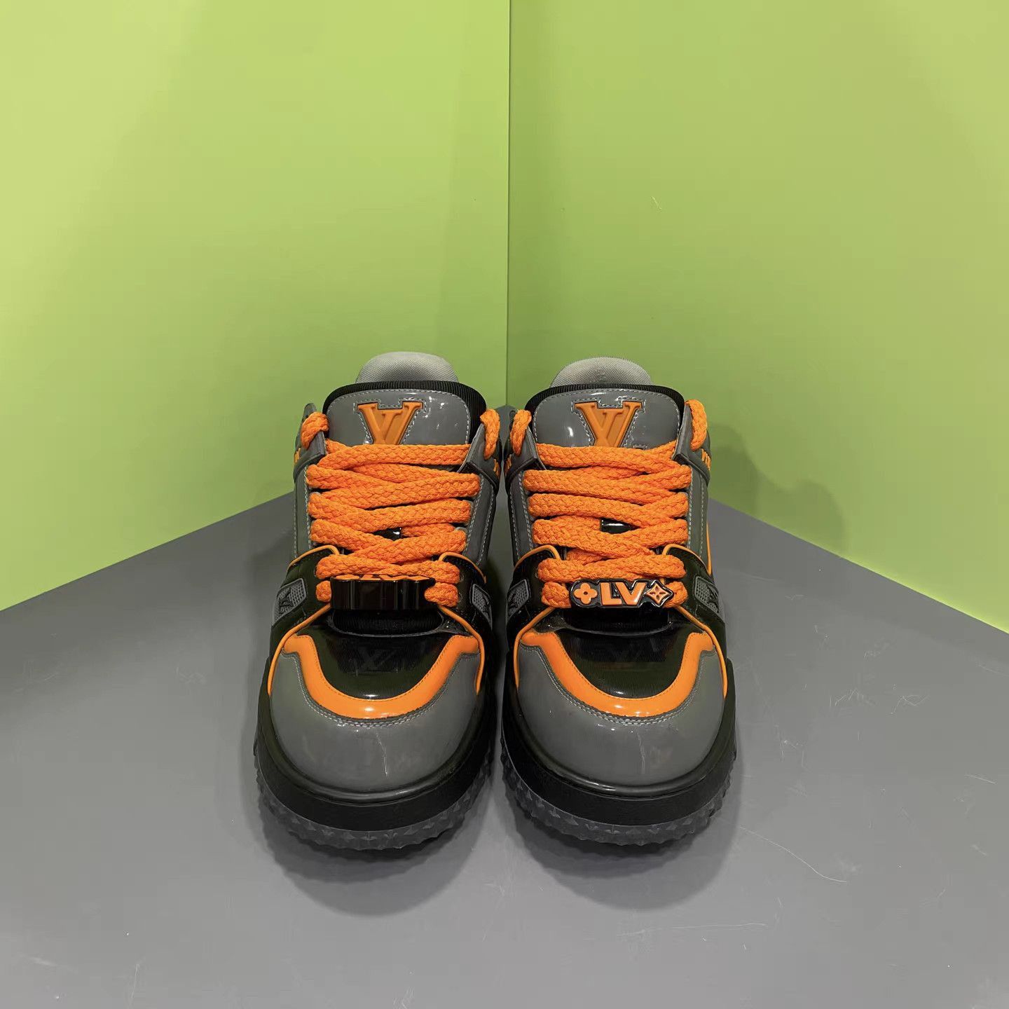 Louis Vuitton Gray Platform Sneakers with Orange Accents Size US 8 / EU 41 - 2 Thumbnail