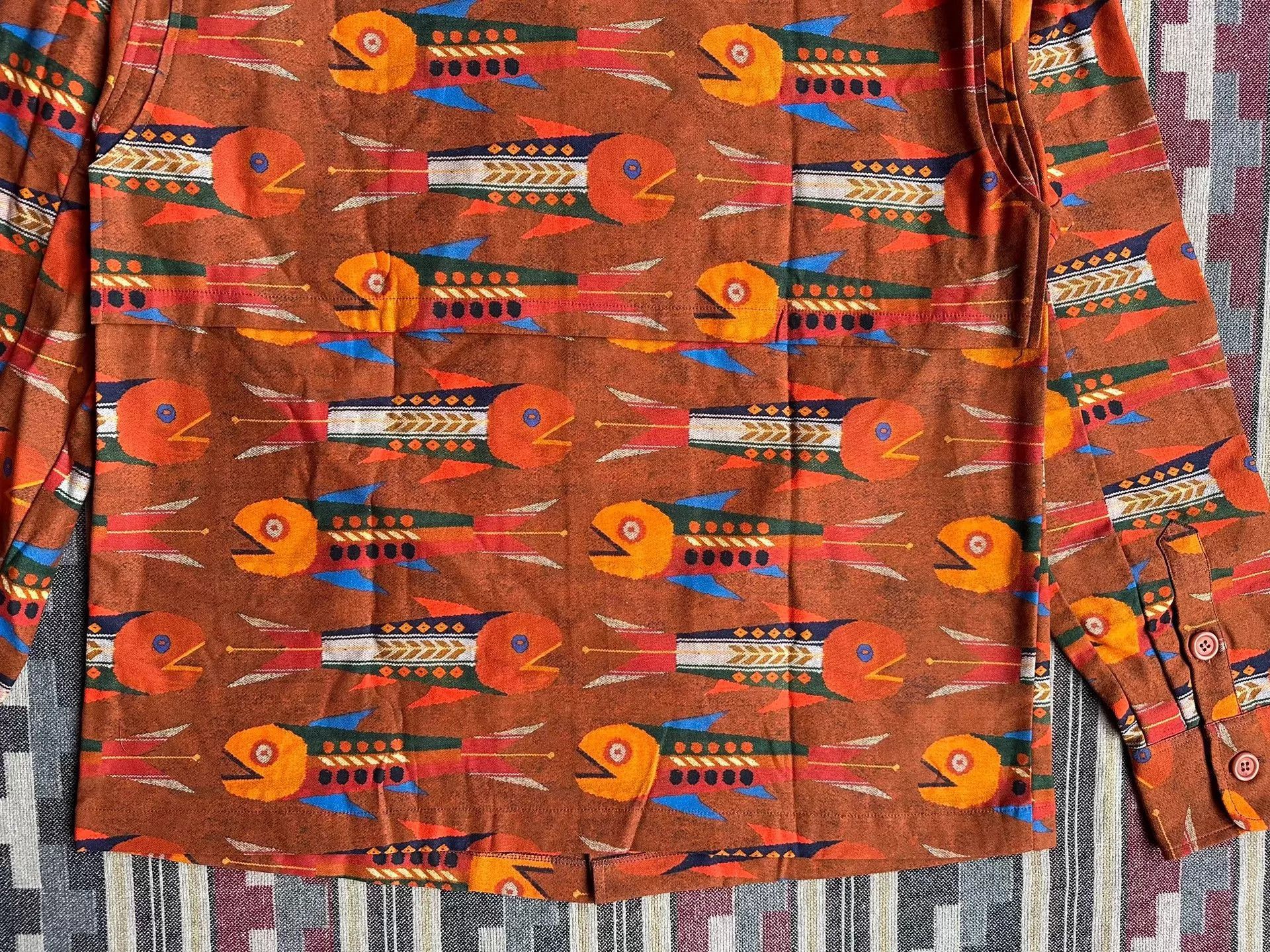 Nigel Cabourn Orange Printed Long-Sleeve Button-Up Shirt Size US S / EU 44-46 / 1 - 6 Thumbnail