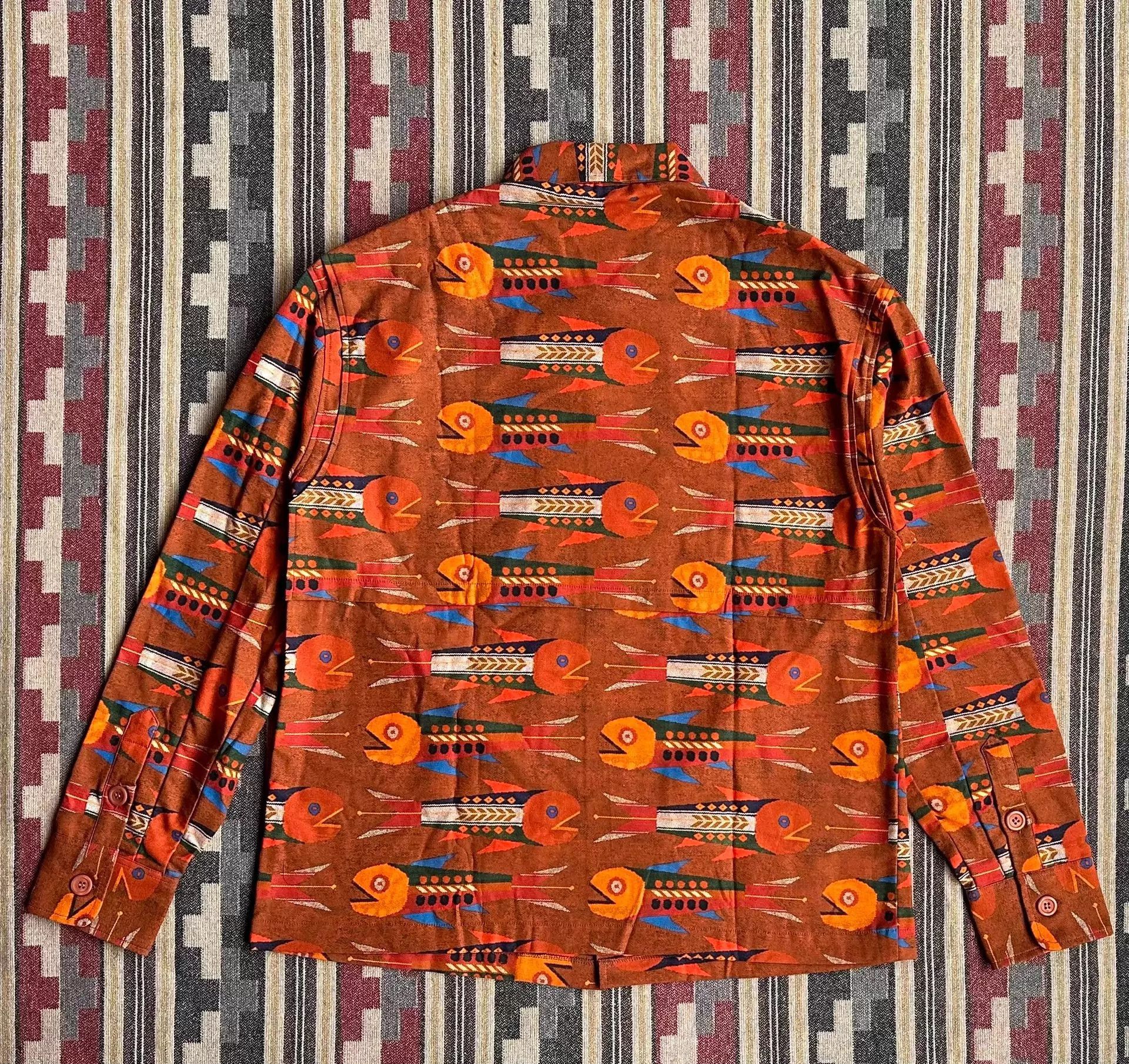 Nigel Cabourn Orange Printed Long-Sleeve Button-Up Shirt Size US S / EU 44-46 / 1 - 2 Thumbnail