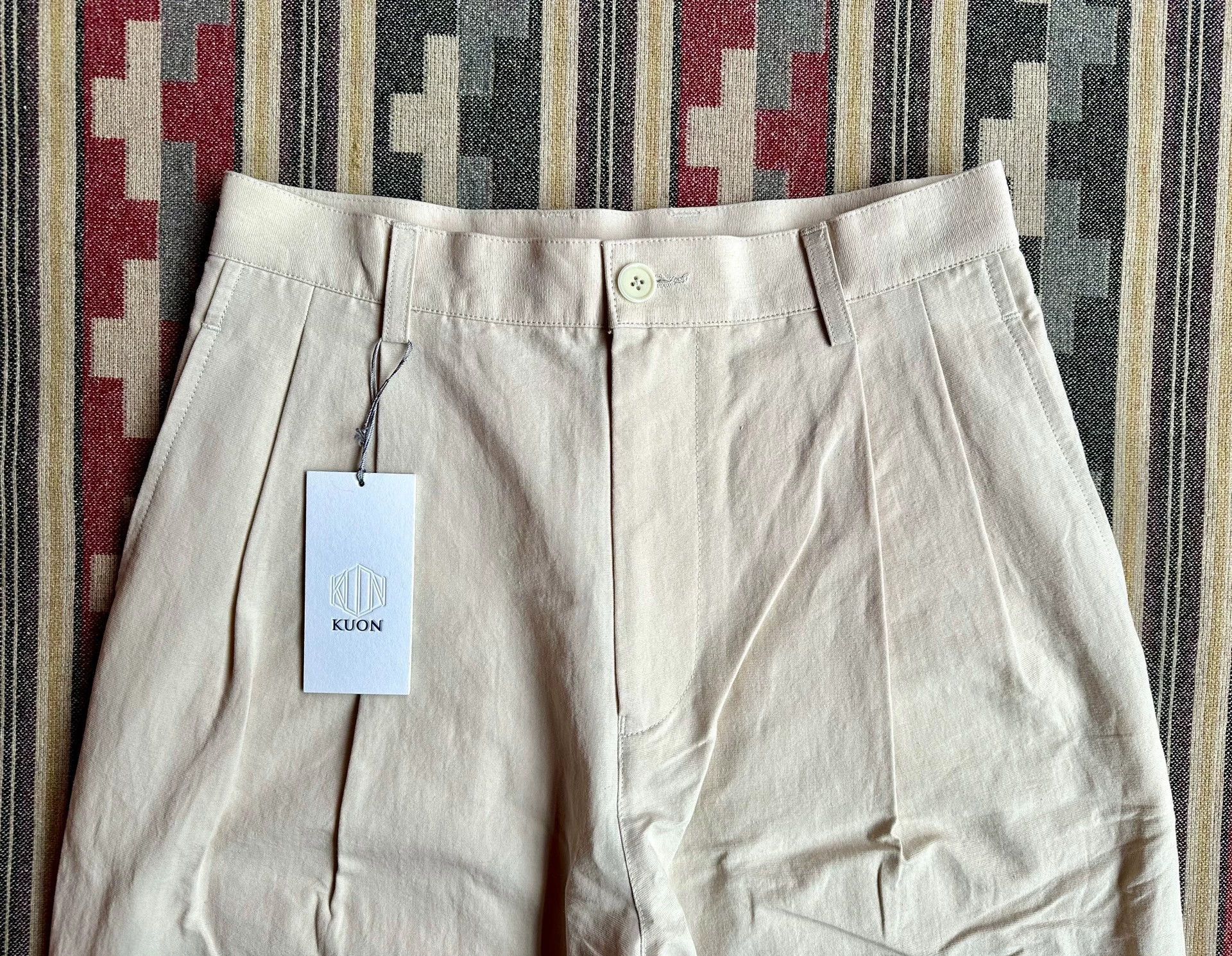 KUON Beige Pleated Casual Pants Size US 31 - 3 Thumbnail
