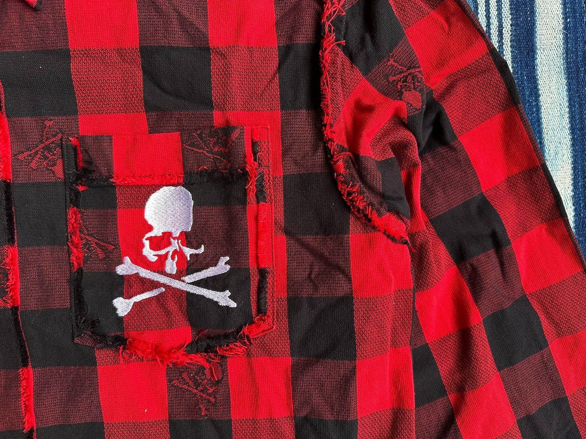 Mastermind Japan Red Black Plaid Distressed Button-Up Shirt Size US S / EU 44-46 / 1 - 3 Thumbnail