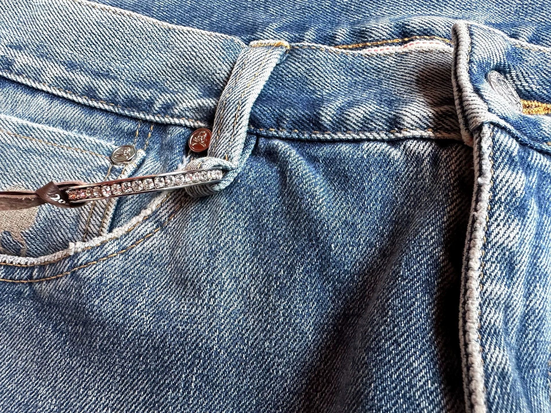 Mastermind Japan Blue Denim Jeans with Ring Accents Size US 34 / EU 50 - 5 Thumbnail