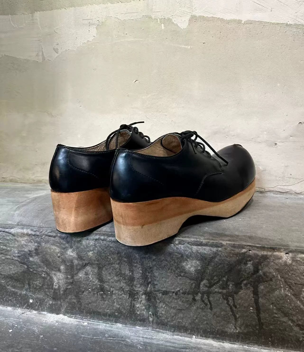 Masaki Matsushima Masaki Matsushima 1994 Wooden Sole Leather Boots Size US 7 / IT 37 - 5 Thumbnail