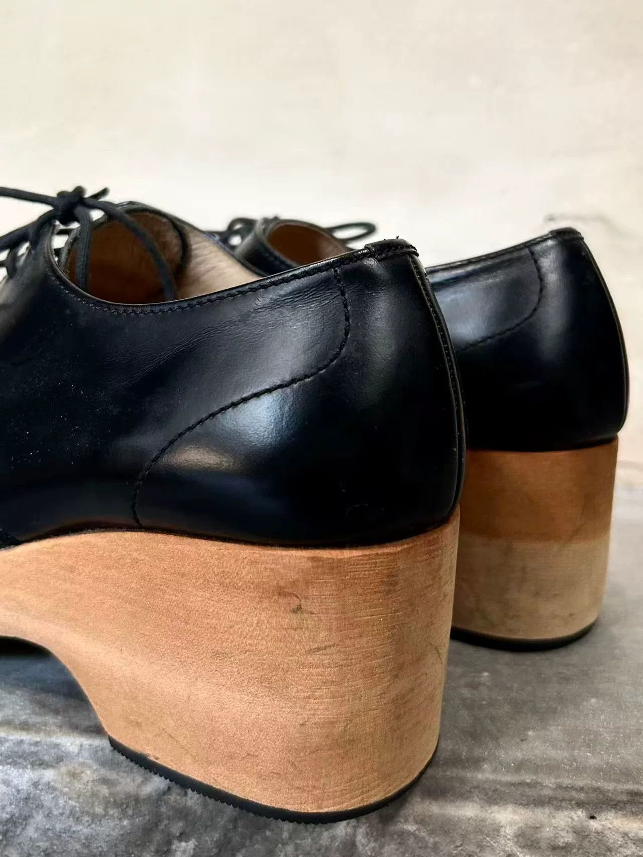 Masaki Matsushima Masaki Matsushima 1994 Wooden Sole Leather Boots Size US 7 / IT 37 - 6 Thumbnail