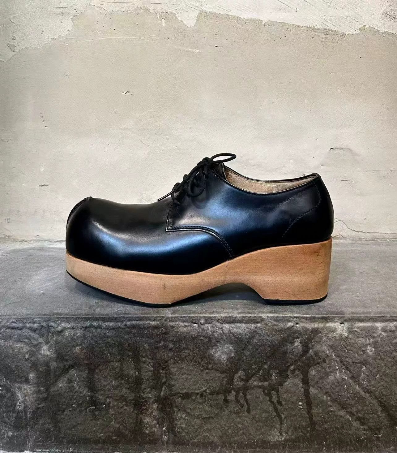 Masaki Matsushima Masaki Matsushima 1994 Wooden Sole Leather Boots Size US 7 / IT 37 - 7 Thumbnail