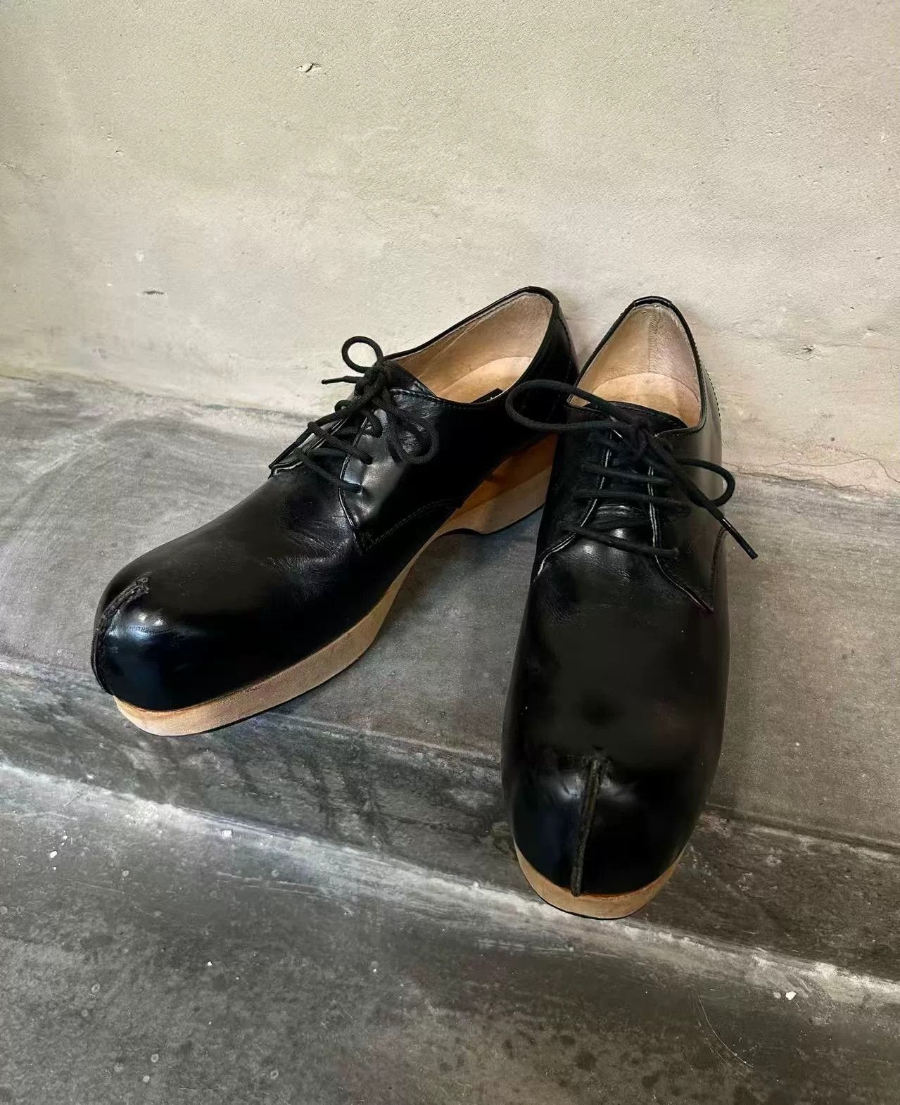 Masaki Matsushima Masaki Matsushima 1994 Wooden Sole Leather Boots Size US 7 / IT 37 - 2 Thumbnail