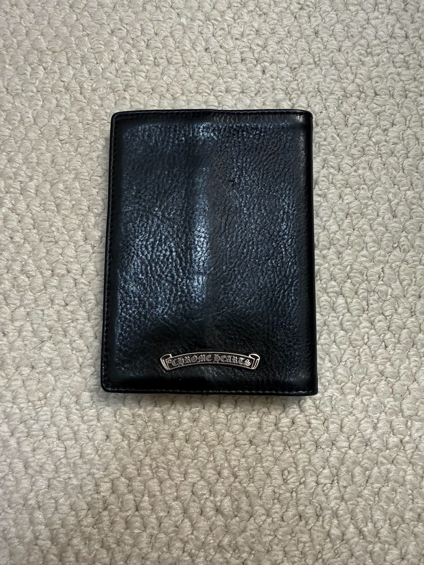 Chrome Hearts Chrome Hearts Flame Cross Silver Black Leather Passport Holder Size ONE SIZE - 2 Thumbnail