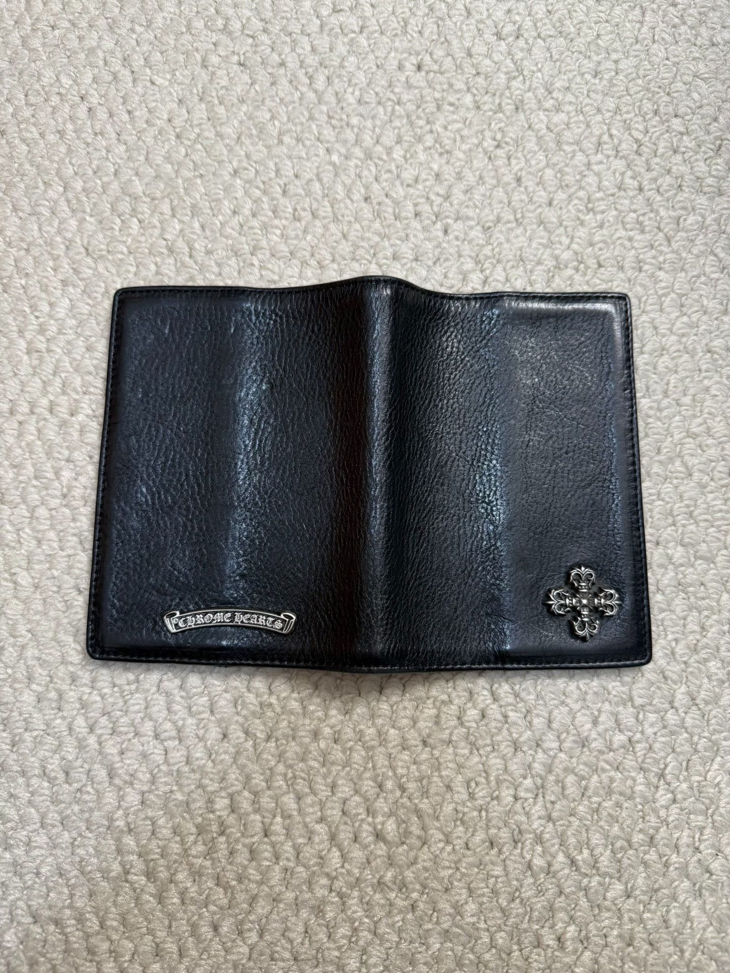Chrome Hearts Chrome Hearts Flame Cross Silver Black Leather Passport Holder Size ONE SIZE - 3 Thumbnail