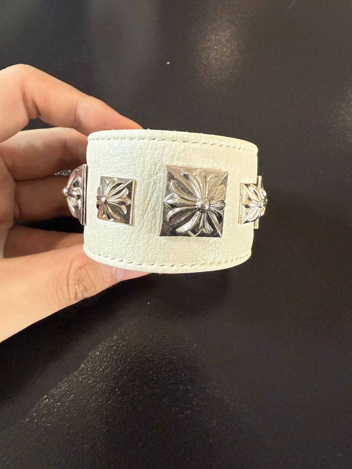 Chrome Hearts Chrome Hearts White Wide Studded Bracelet Size ONE SIZE - 3 Thumbnail