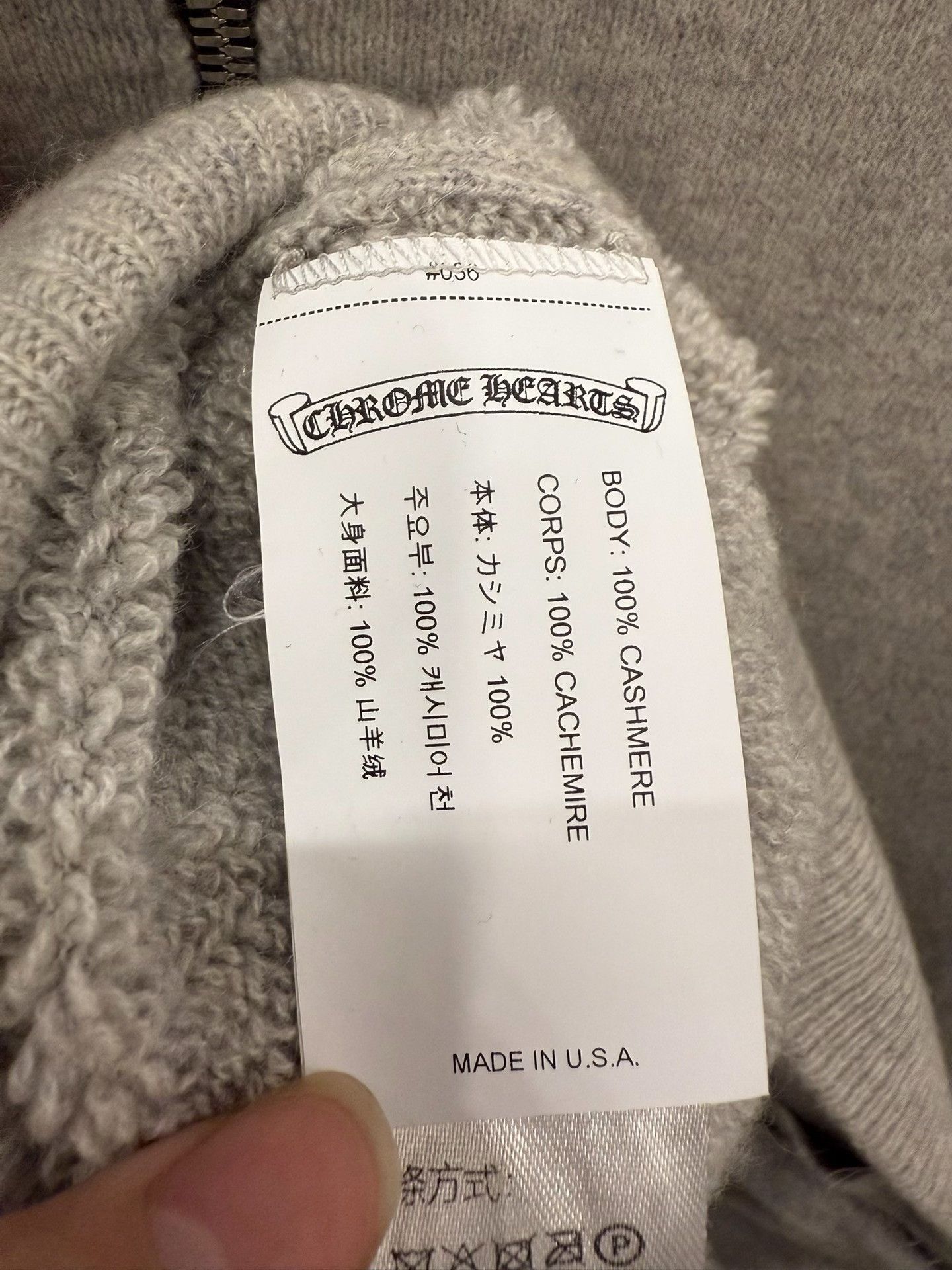 Chrome Hearts Chrome Hearts Gray Cashmere Zip Hoodie Size US L / EU 52-54 / 3 - 5 Thumbnail
