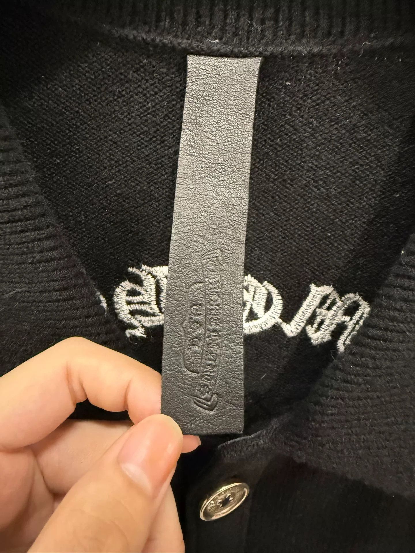 Chrome Hearts Chrome Hearts Cross Leather Patch Cashmere Cardigan Size US XL / EU 56 / 4 - 6 Thumbnail