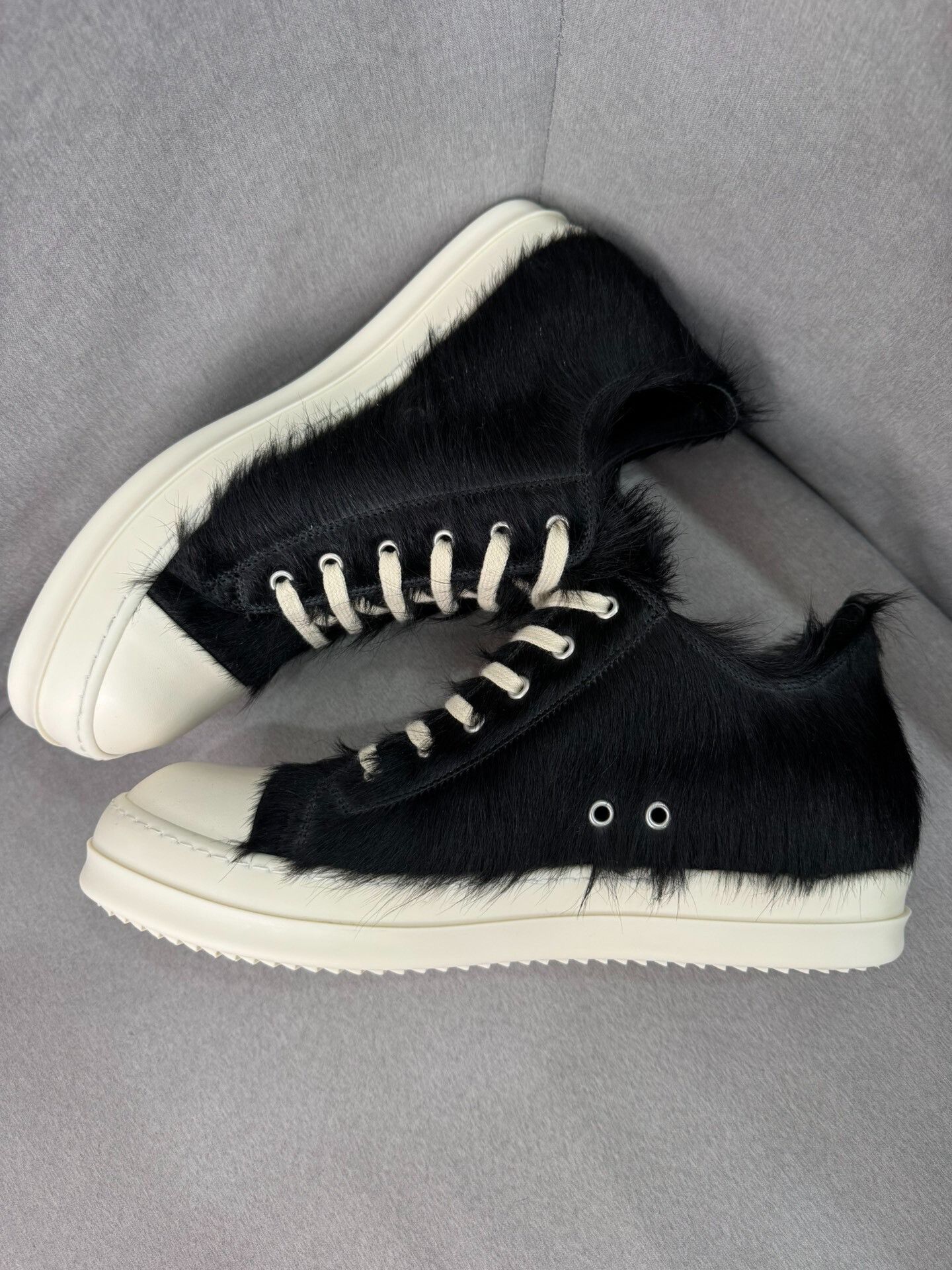 Rick Owens Rick Owens Horsehair High-Top Black White Size US 10 / EU 43 - 4 Thumbnail