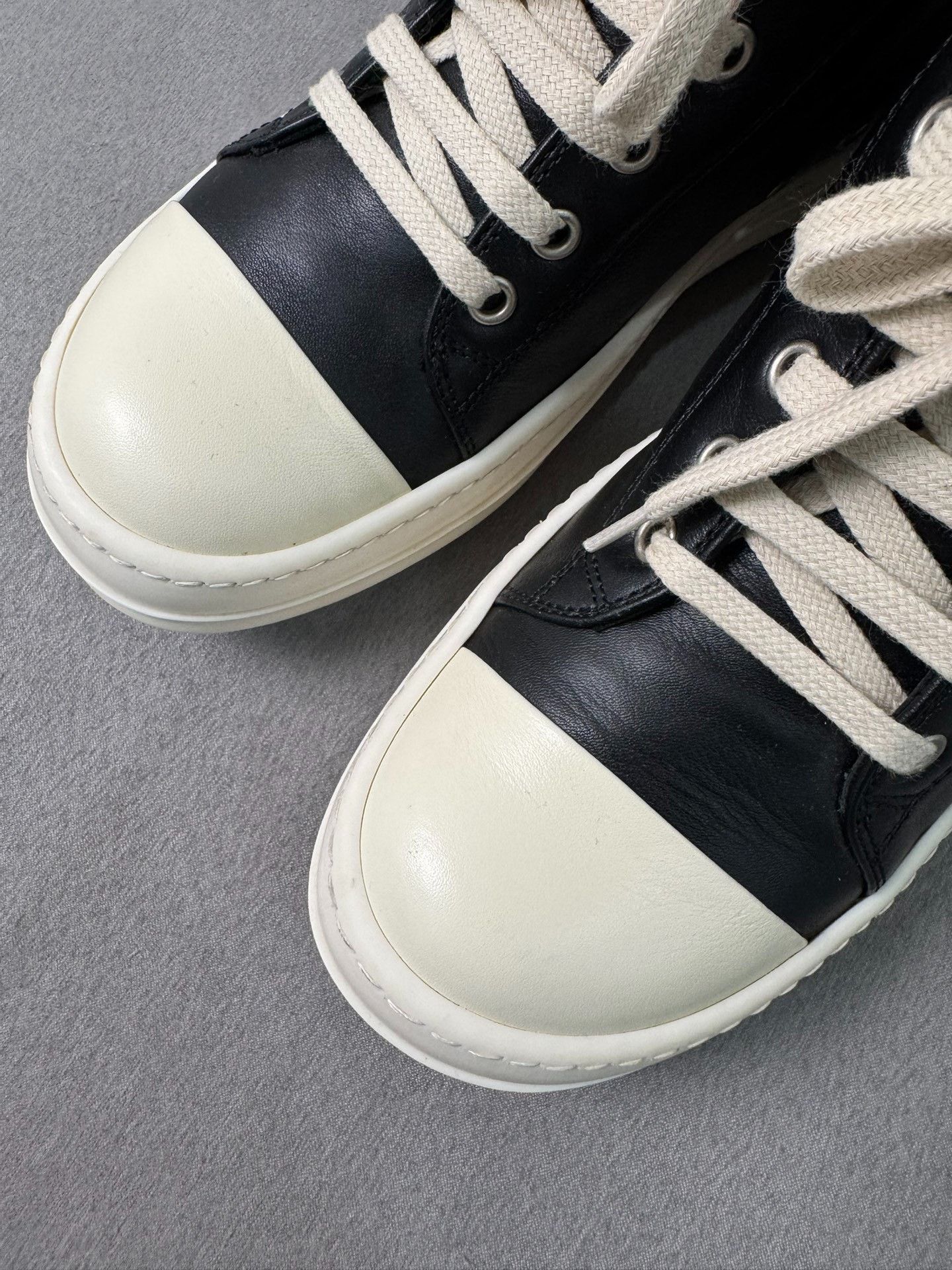 Rick Owens Rick Owens Leather Low-Top Black White Size US 7 / IT 37 - 5 Thumbnail