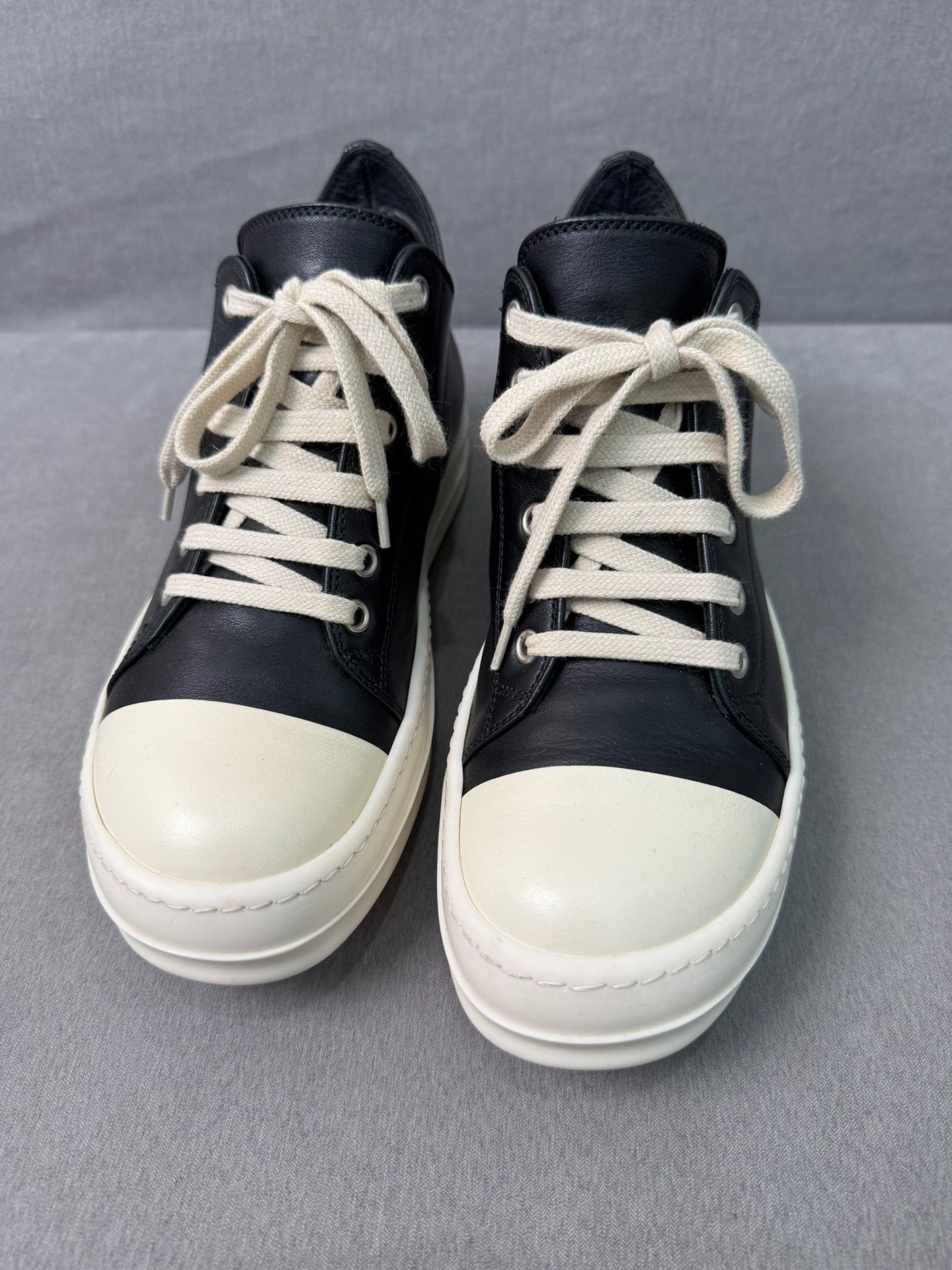 Rick Owens Rick Owens Leather Low-Top Black White Size US 7 / IT 37 - 3 Thumbnail