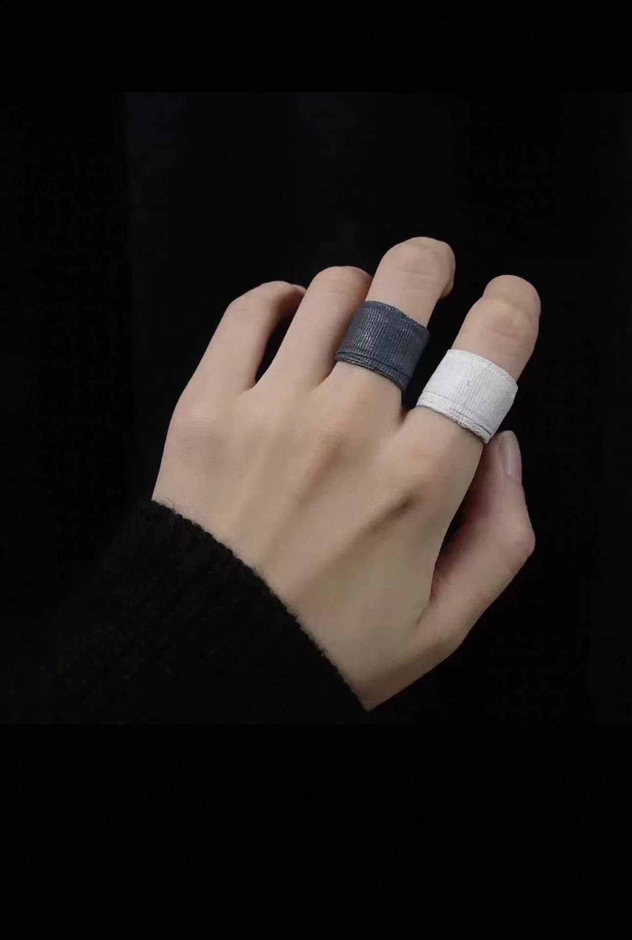 DETAJ DETAJ Black Bandage Silver Ring Size 16 Size ONE SIZE - 5 Thumbnail