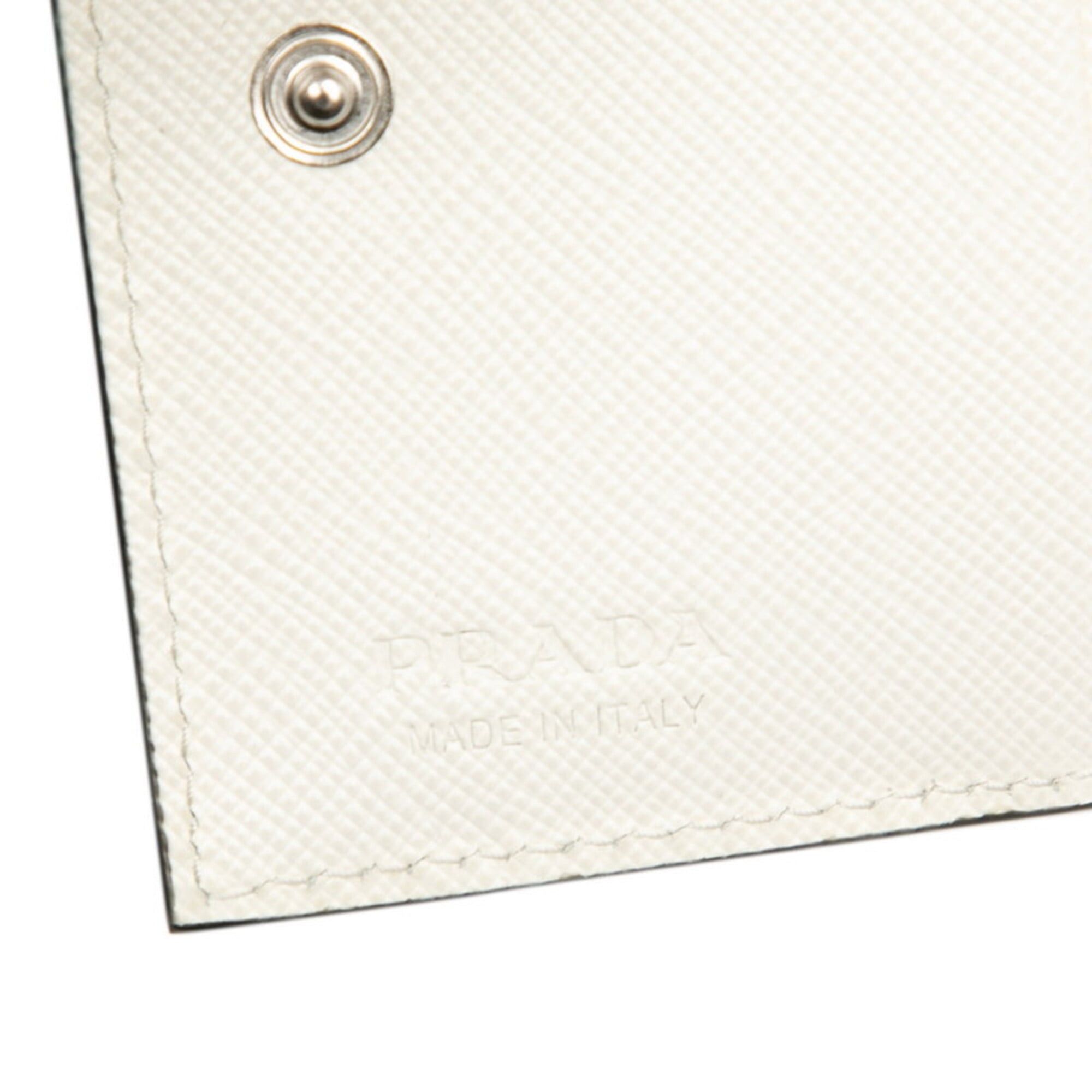 Prada Prada Triangle Logo Bi-fold Wallet Compact 2ML049 White Saffiano Leather Women's PRADA Size ONE SIZE - 6 Thumbnail