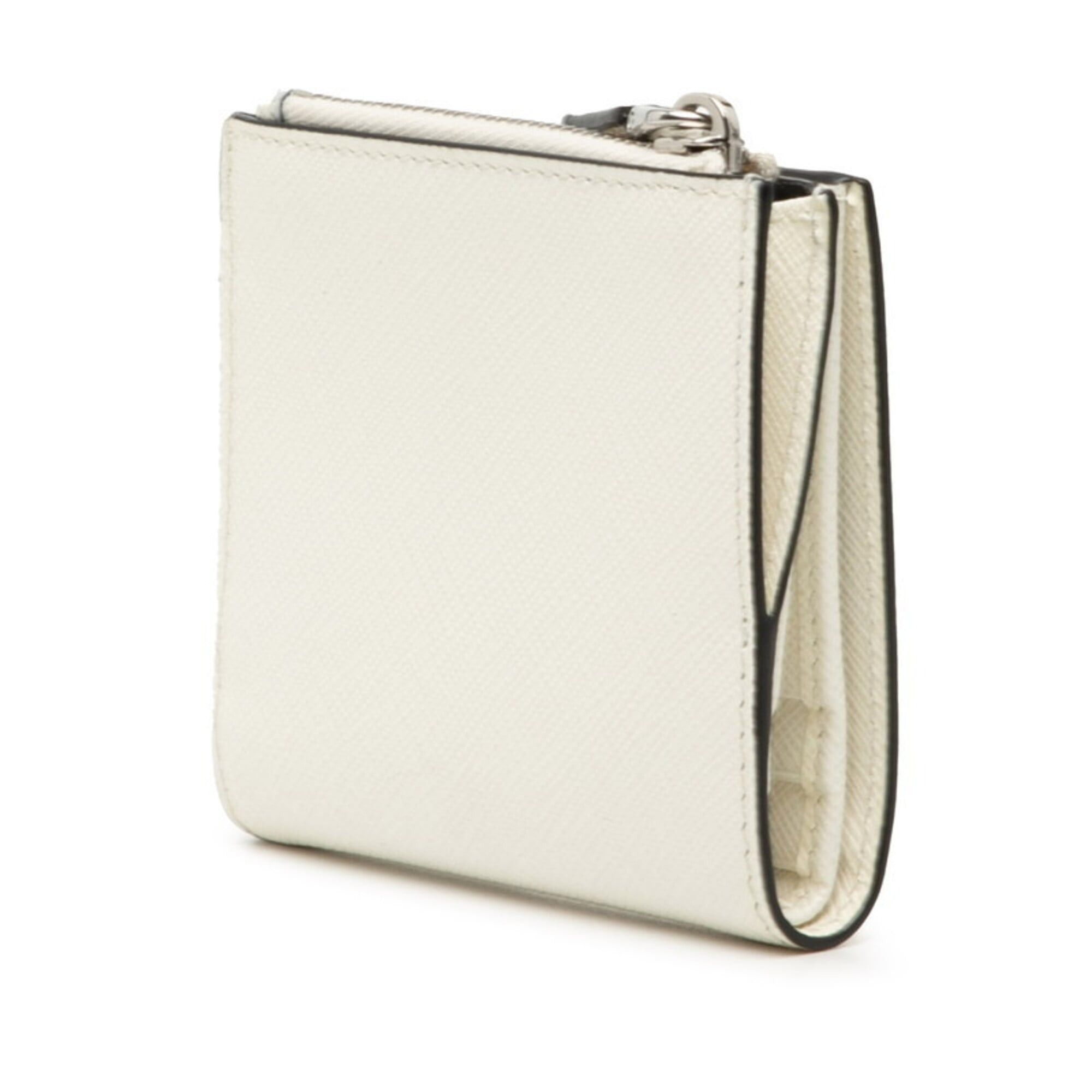 Prada Prada Triangle Logo Bi-fold Wallet Compact 2ML049 White Saffiano Leather Women's PRADA Size ONE SIZE - 2 Thumbnail
