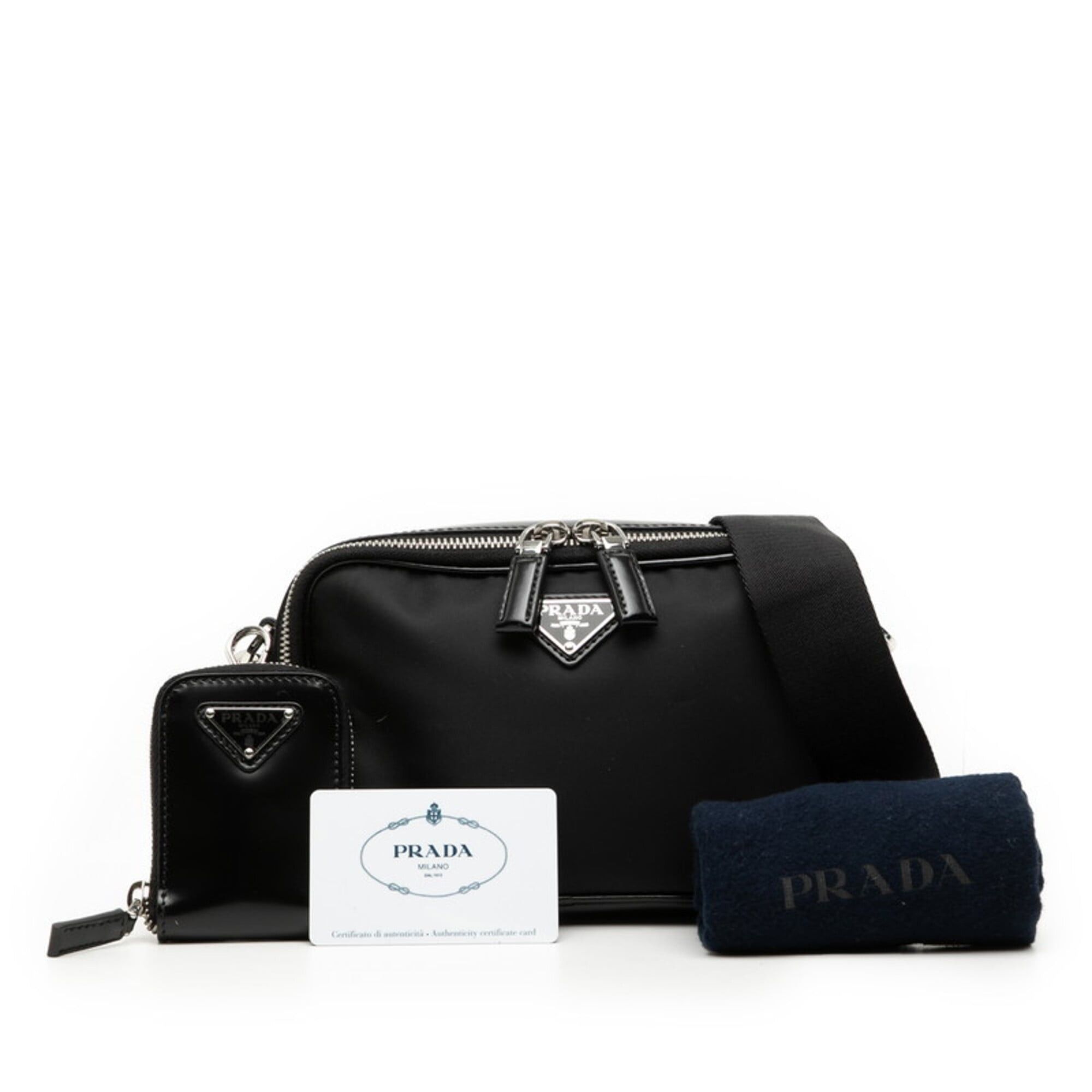 Prada Prada Triangle Logo RE-Nylon Shoulder Bag 2VH070 Black Nylon Patent Leather Women's PRADA Size ONE SIZE - 6 Thumbnail