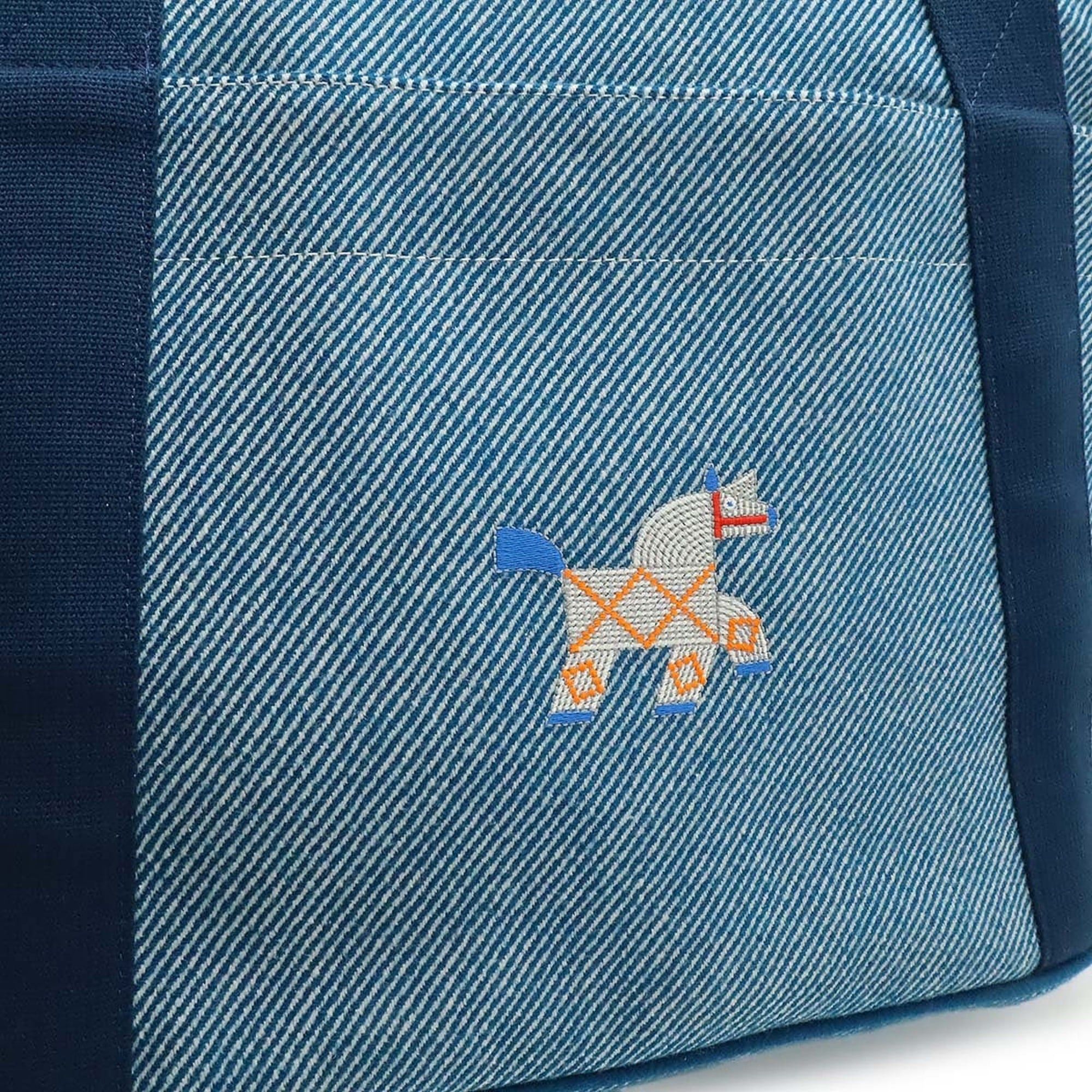 Hermes HERMES Animonatte Diaper Bag Tote Shoulder Horse Wool Blue Pants (Diaper changing mat missing) Size ONE SIZE - 9 Thumbnail