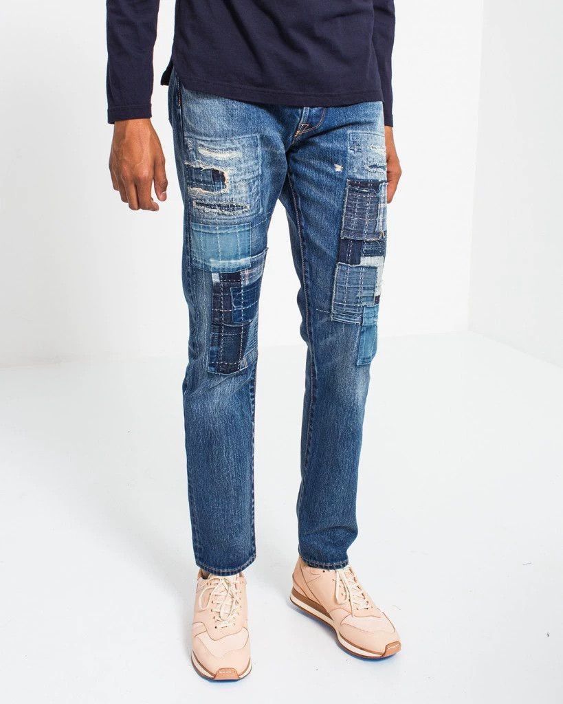 KURO Blue Patchwork Denim Jeans Size 28 Size US 28 / EU 44 - 9 Thumbnail