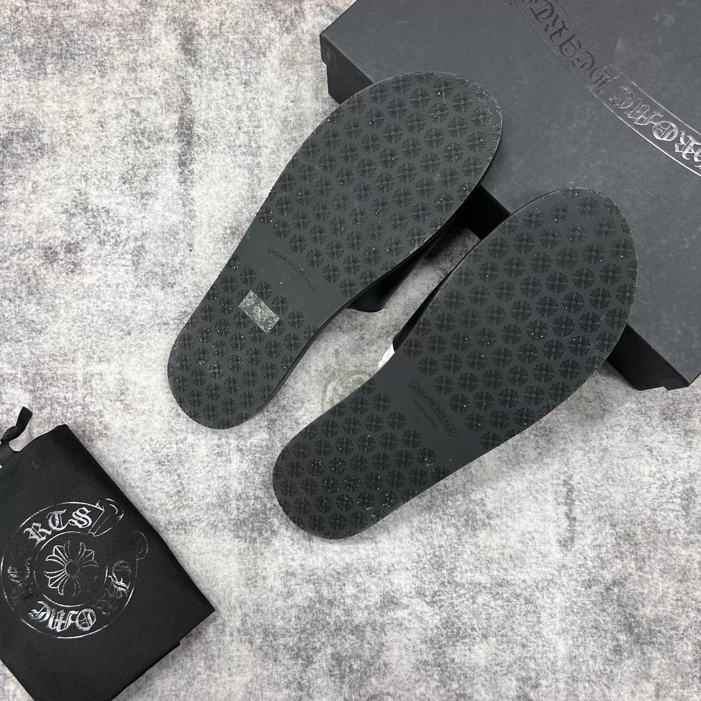 Chrome Hearts Black Leather Slide Sandals with Star Design Size US 12 / EU 45 - 5 Thumbnail