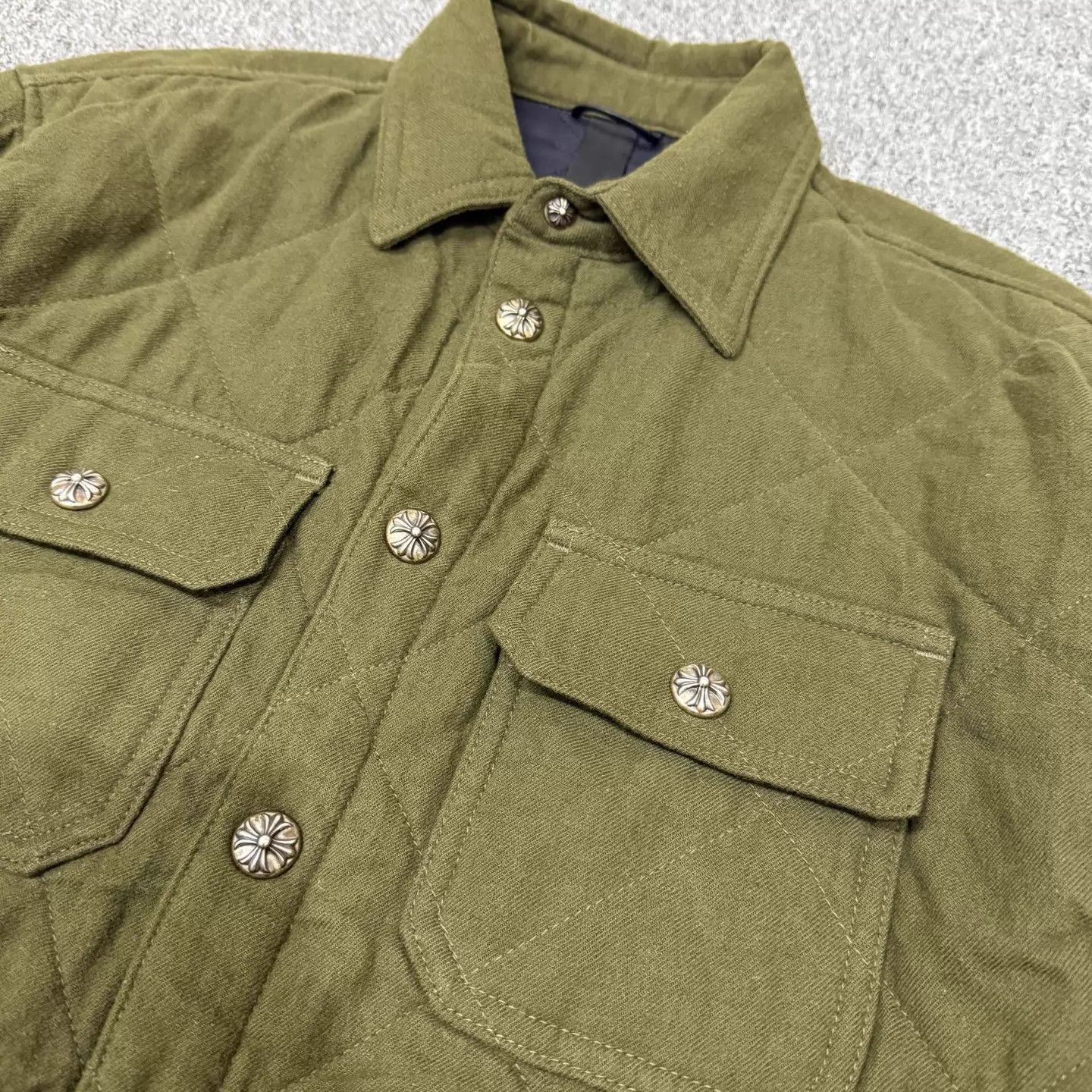 Chrome Hearts Green Quilted Button-Up Jacket Size S Size US S / EU 44-46 / 1 - 3 Thumbnail