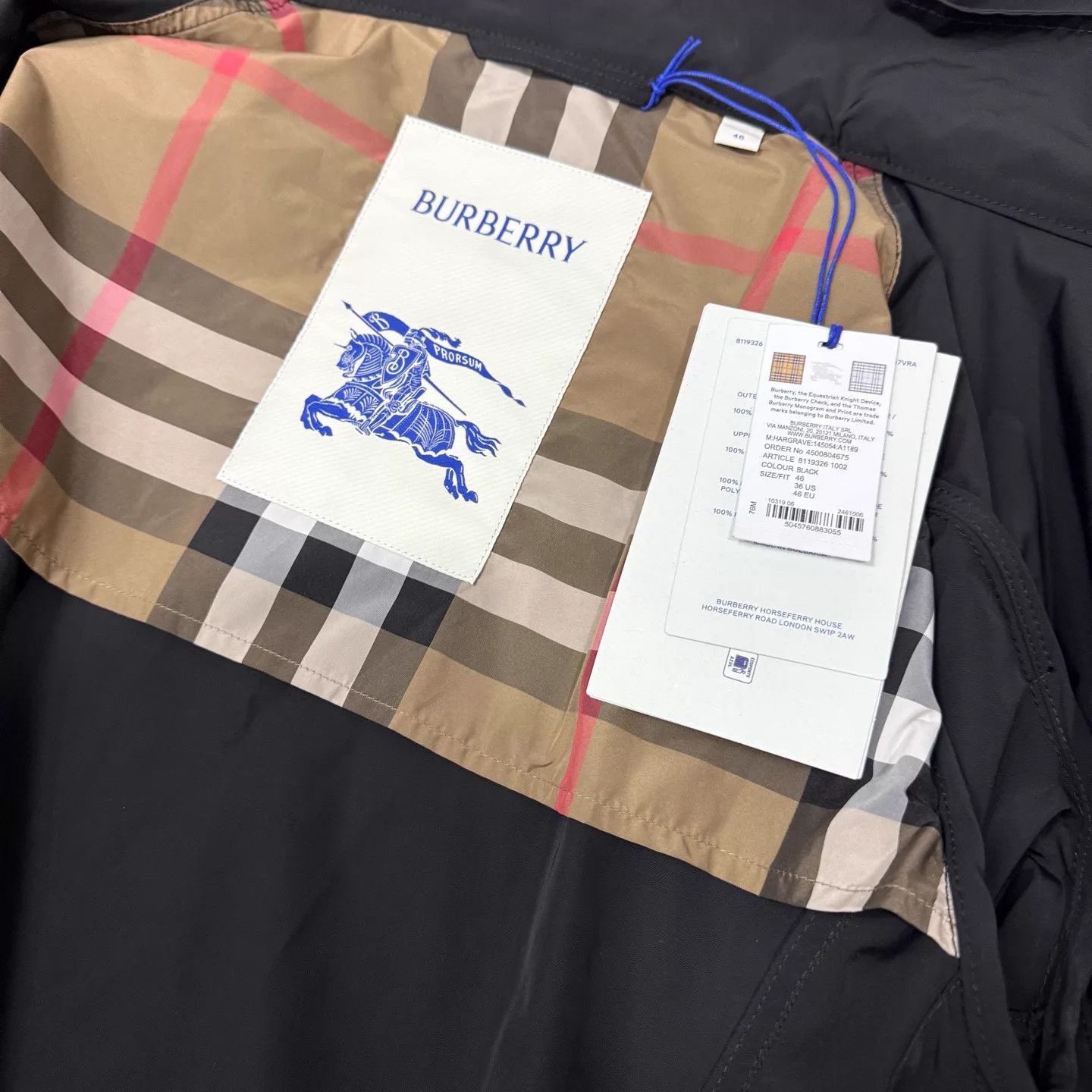 Burberry Black Hooded Light Jacket Size S Size US S / EU 44-46 / 1 - 4 Thumbnail