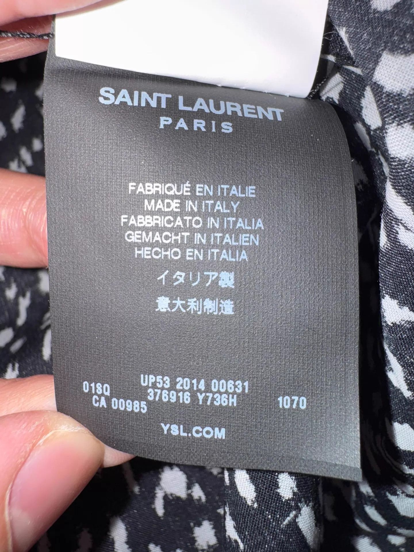 Saint Laurent Paris Black Patterned Long Sleeve Button-Up Shirt Size US L / EU 52-54 / 3 - 5 Thumbnail