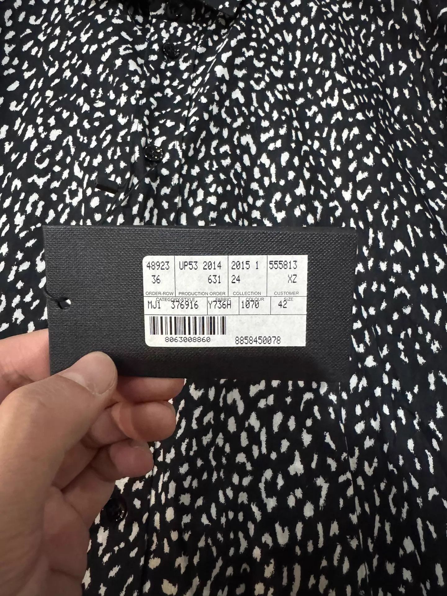 Saint Laurent Paris Black Patterned Long Sleeve Button-Up Shirt Size US L / EU 52-54 / 3 - 3 Thumbnail