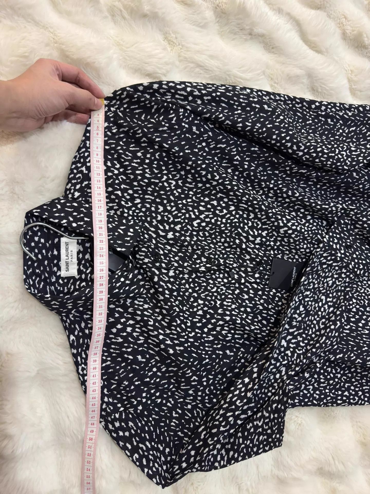 Saint Laurent Paris Black Patterned Long Sleeve Button-Up Shirt Size US L / EU 52-54 / 3 - 7 Thumbnail