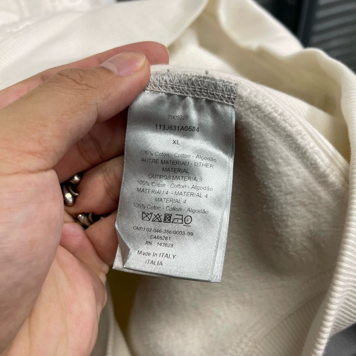 Dior White Textured Hoodie with Drawstring Size US XL / EU 56 / 4 - 6 Thumbnail