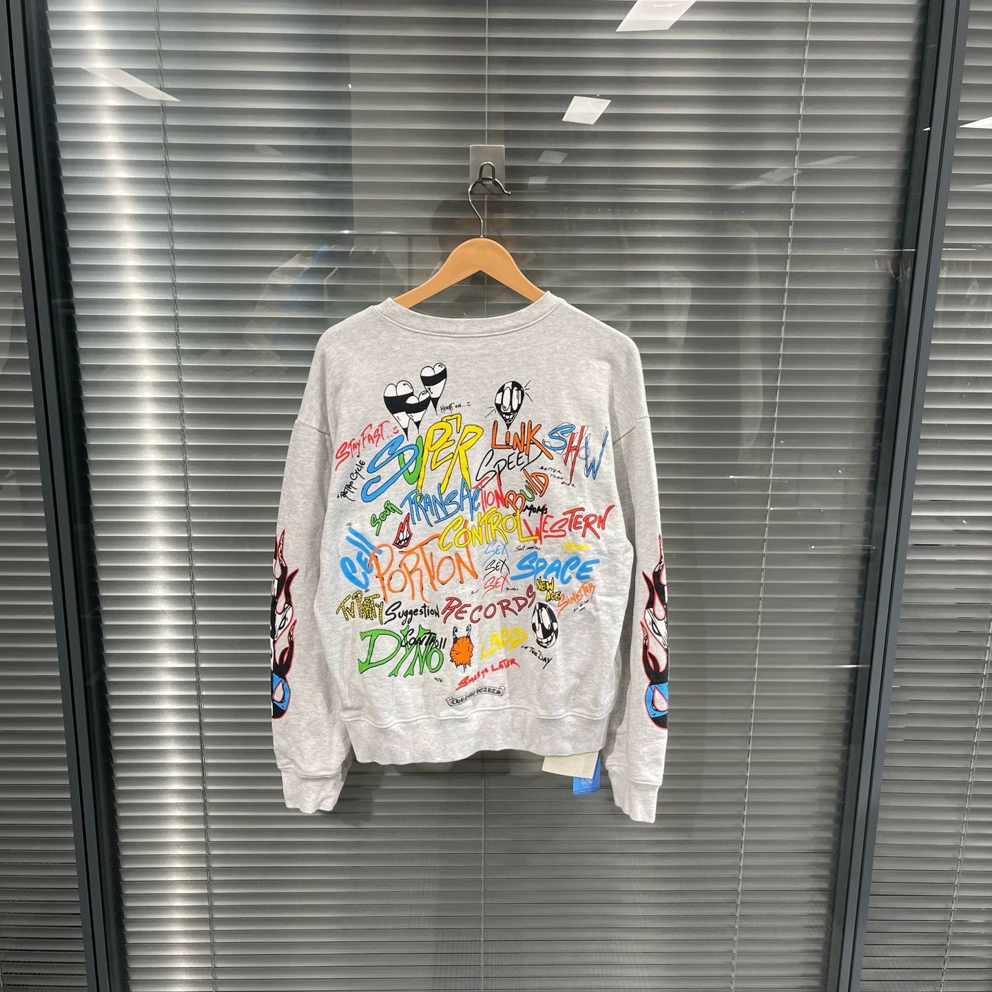 Chrome Hearts Gray Long Sleeve Sweatshirt with Flame Artwork Size US M / EU 48-50 / 2 - 2 Thumbnail