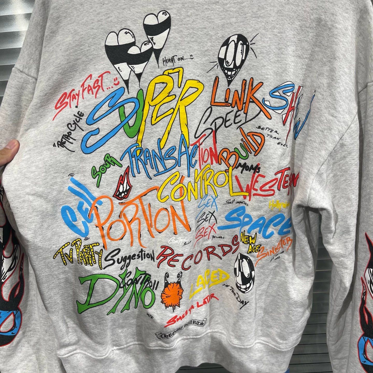 Chrome Hearts Gray Long Sleeve Sweatshirt with Flame Artwork Size US M / EU 48-50 / 2 - 6 Thumbnail