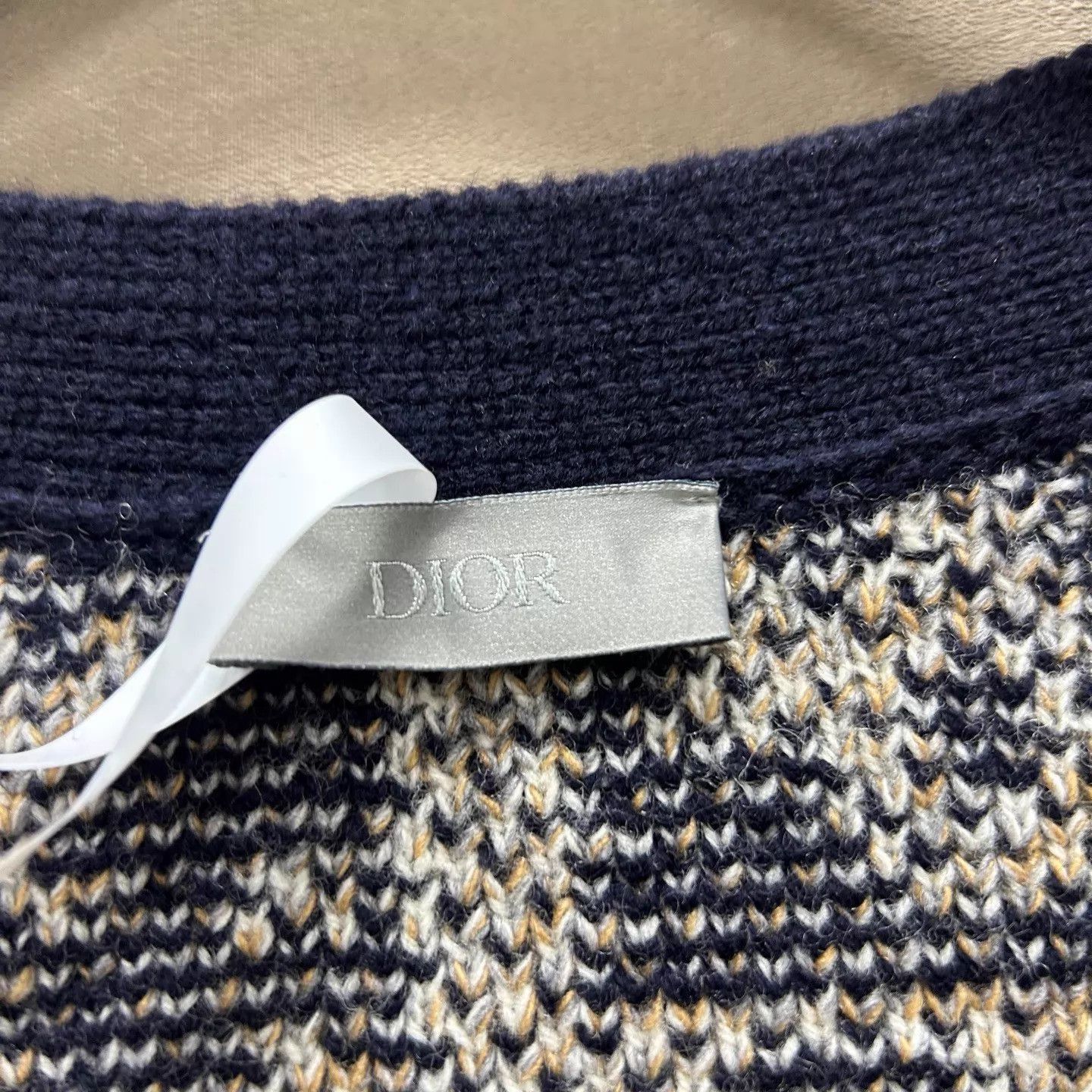Dior Blue Patterned V-Neck Button-Up Cardigan Size US M / EU 48-50 / 2 - 3 Thumbnail