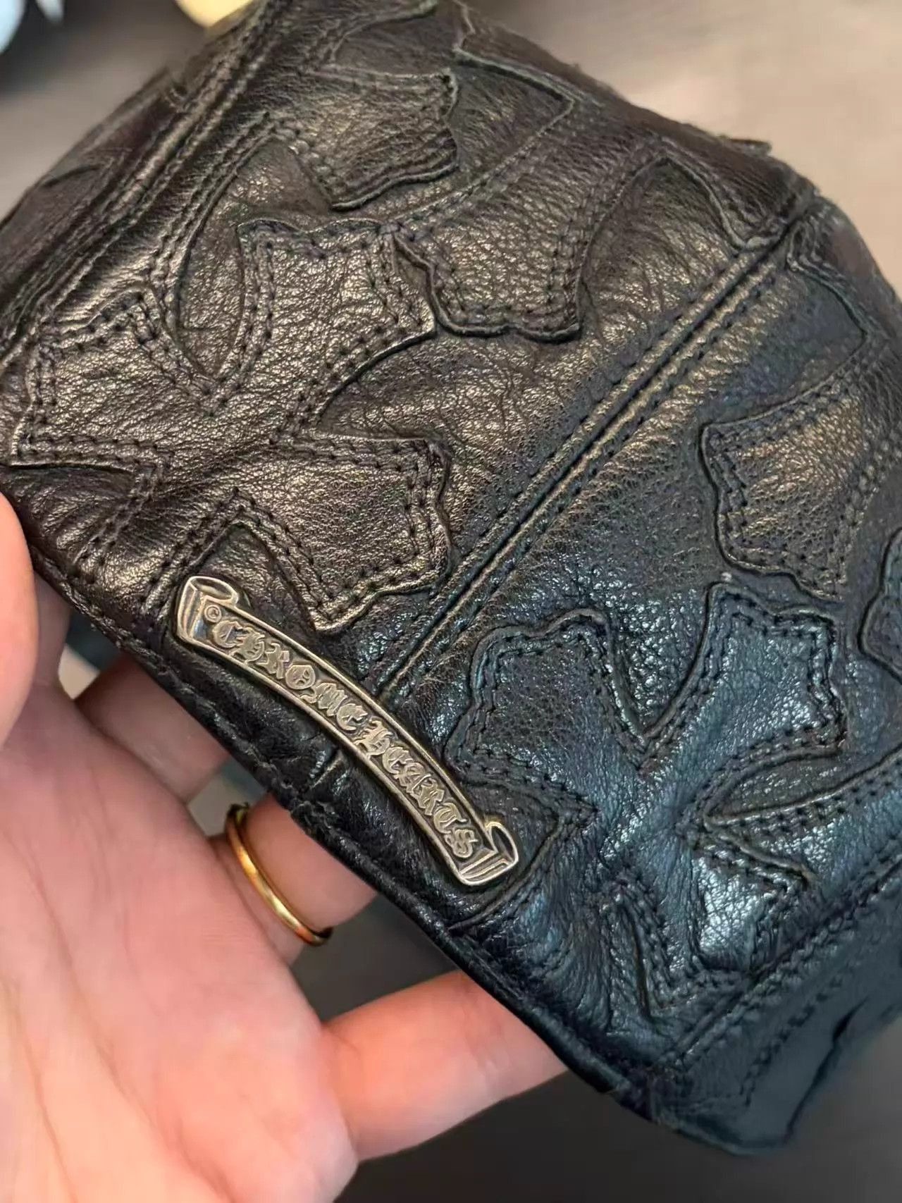 Chrome Hearts Black Leather Embossed Pattern Hat Size ONE SIZE - 2 Thumbnail