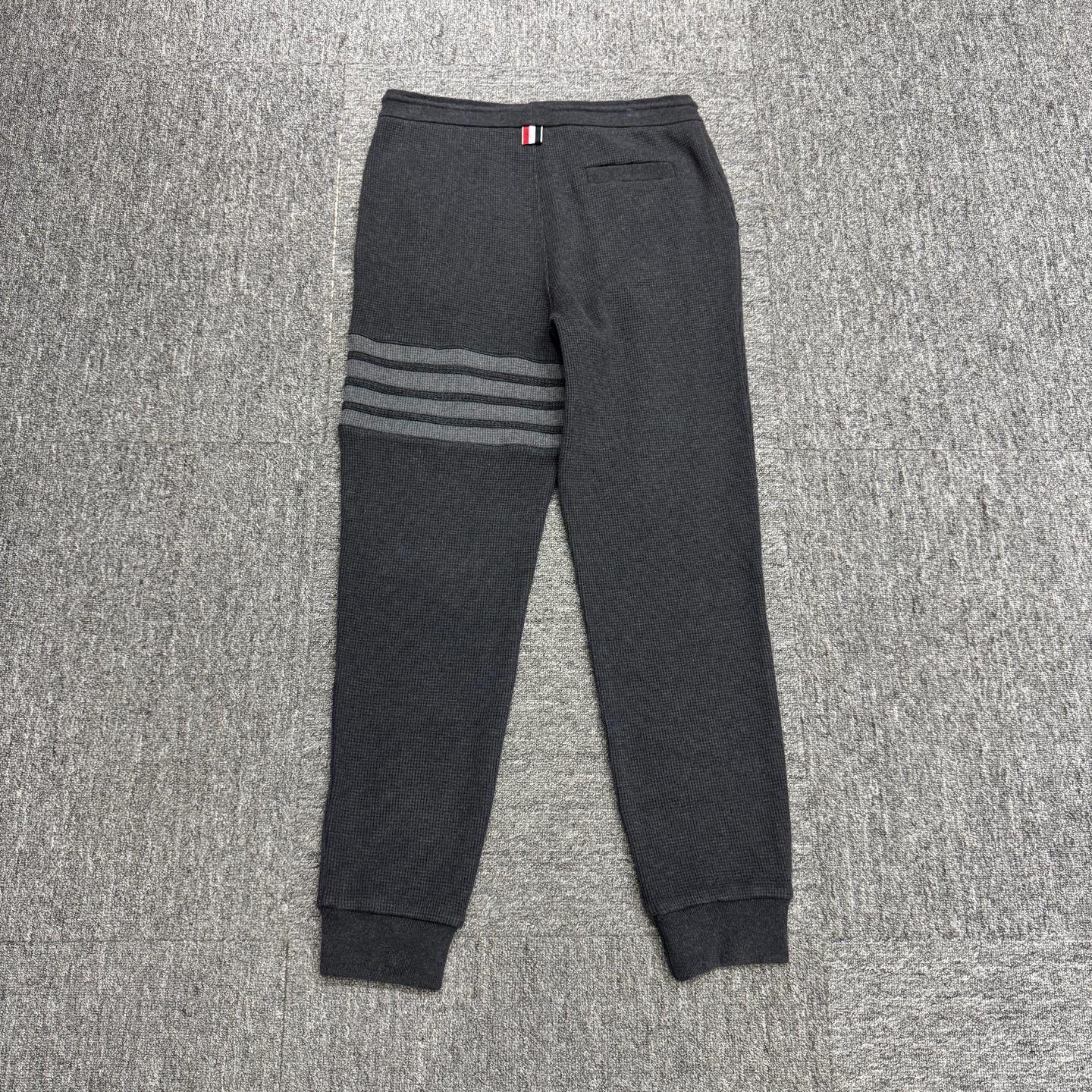 Thom Browne Black Waffle-Knit Sweatpants with Striped Detail Size US 31 - 5 Thumbnail