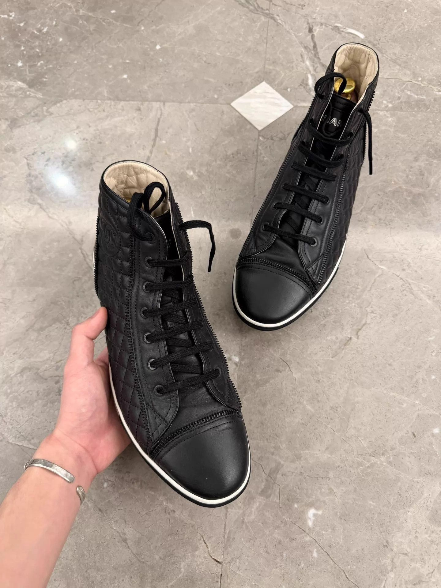Chanel Black Quilted High-Top Sneakers Size 10 Size US 10 / EU 43 - 2 Thumbnail