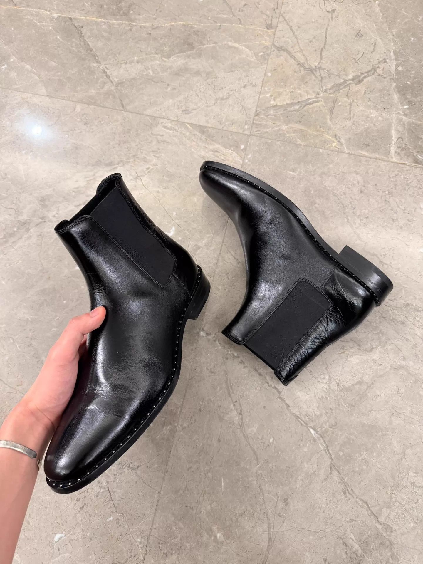 Saint Laurent Paris Black Leather Chelsea Ankle Boots Size US 9 / EU 42 - 6 Thumbnail