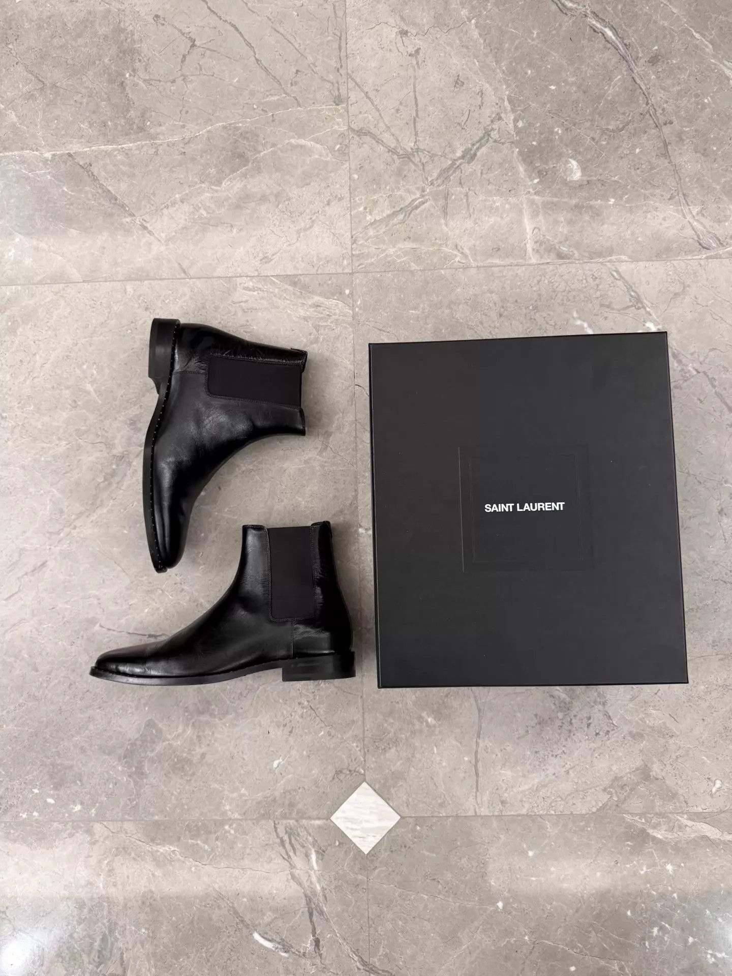 Saint Laurent Paris Black Leather Chelsea Ankle Boots Size US 9 / EU 42 - 9 Thumbnail