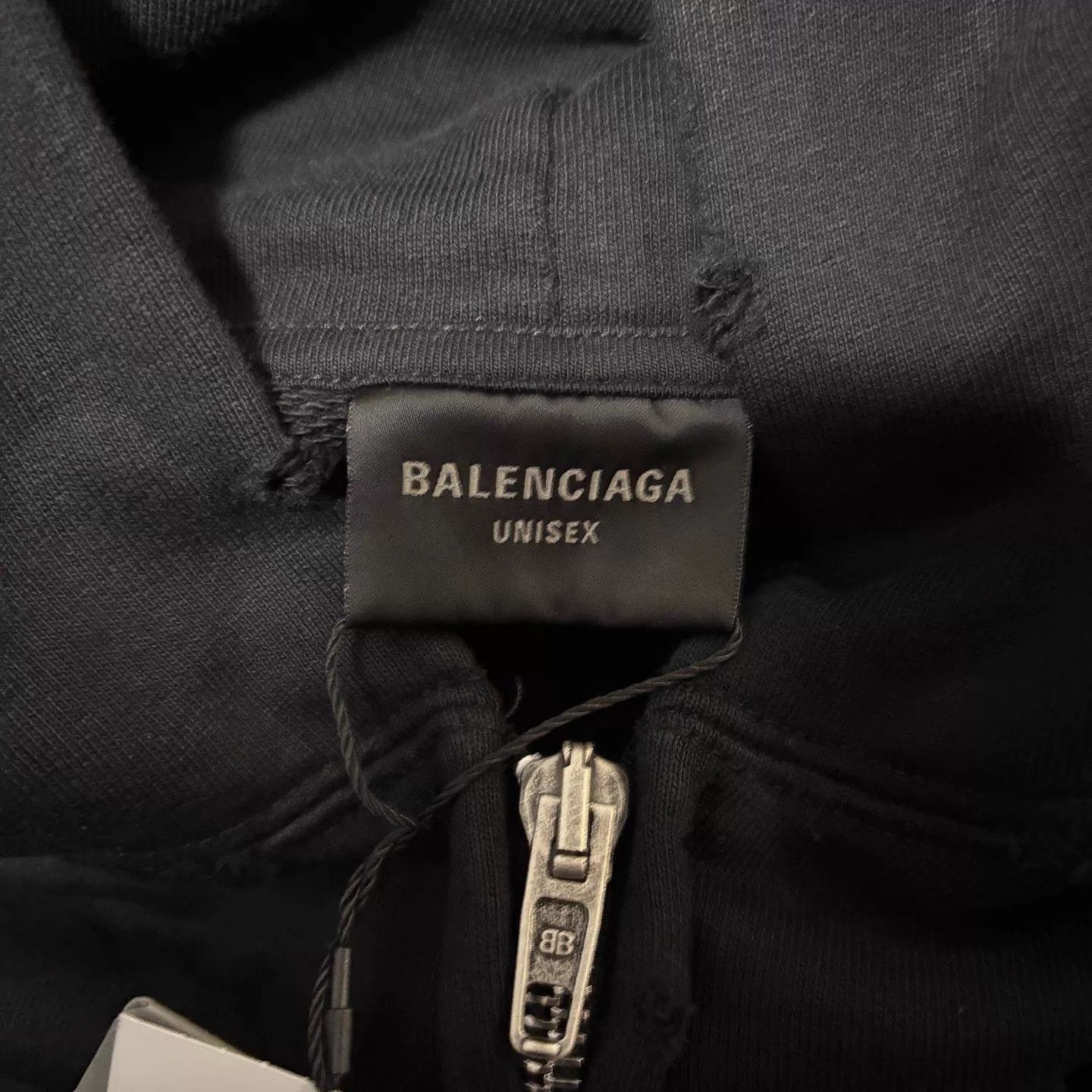Balenciaga Black Zip-Up Hoodie with Embroidered Sleeve Details Size US M / EU 48-50 / 2 - 3 Thumbnail