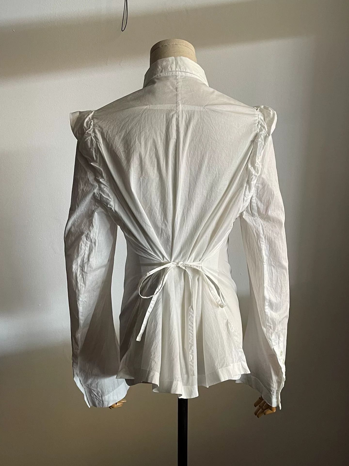 Ann Demeulemeester Ann Demeulemeester White Back Tie Shirt Size XS / US 0-2 / IT 36-38 - 3 Thumbnail