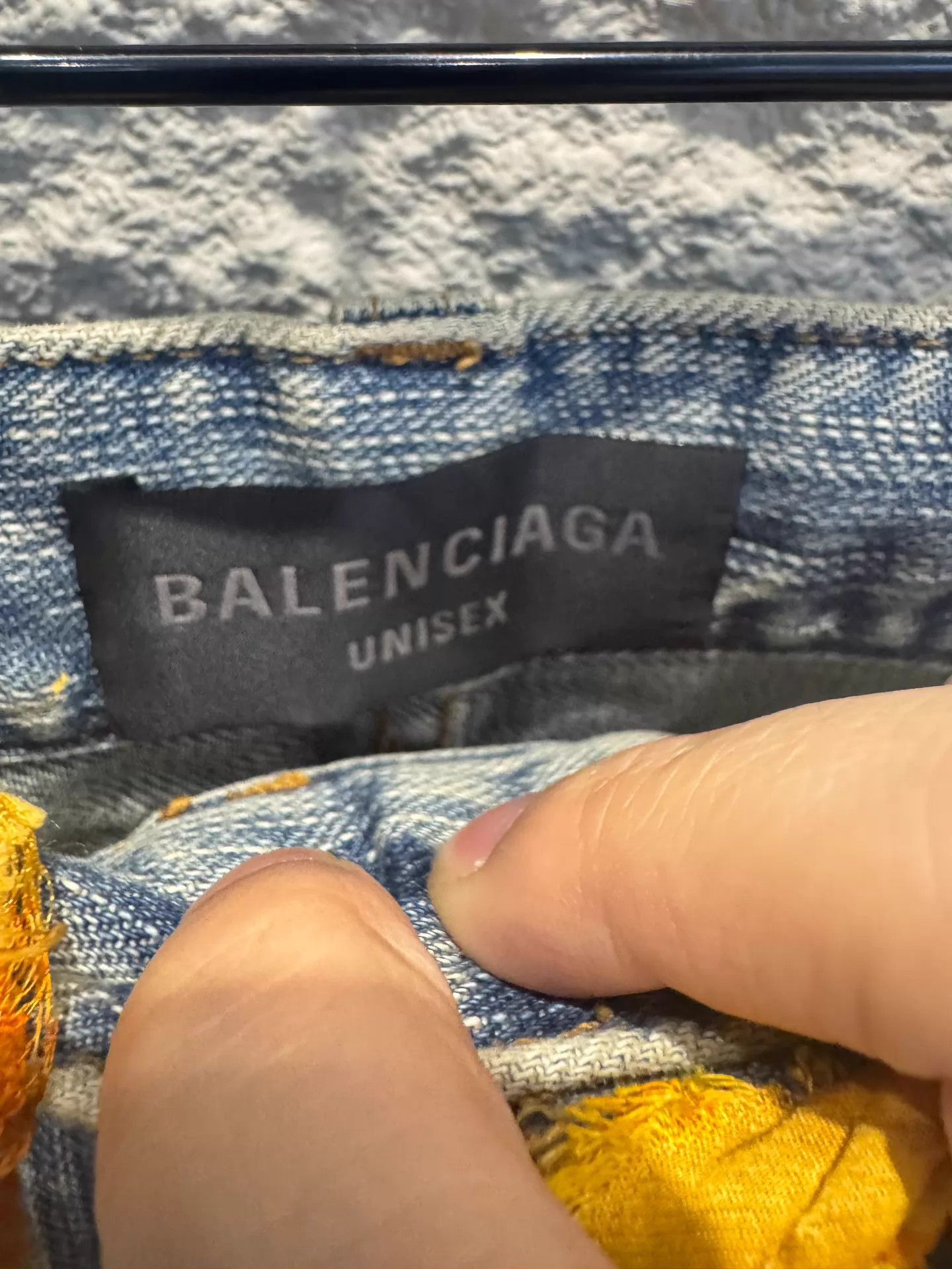 Balenciaga Blue Denim Cargo Pants with Yellow Drawstring Size US 31 - 3 Thumbnail